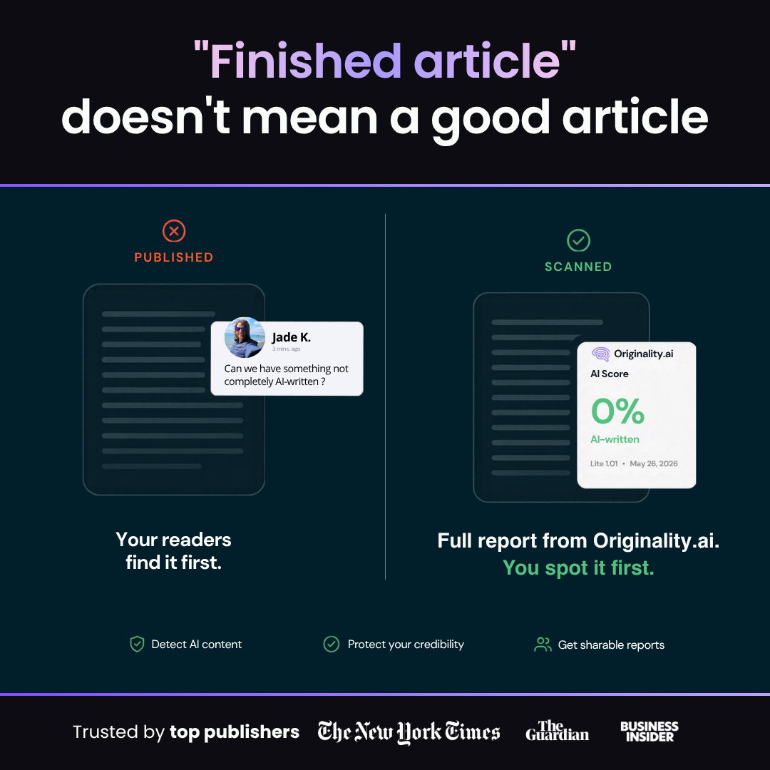 Originality.AI - AI Detection and Plagiarism Checking Facebook ad