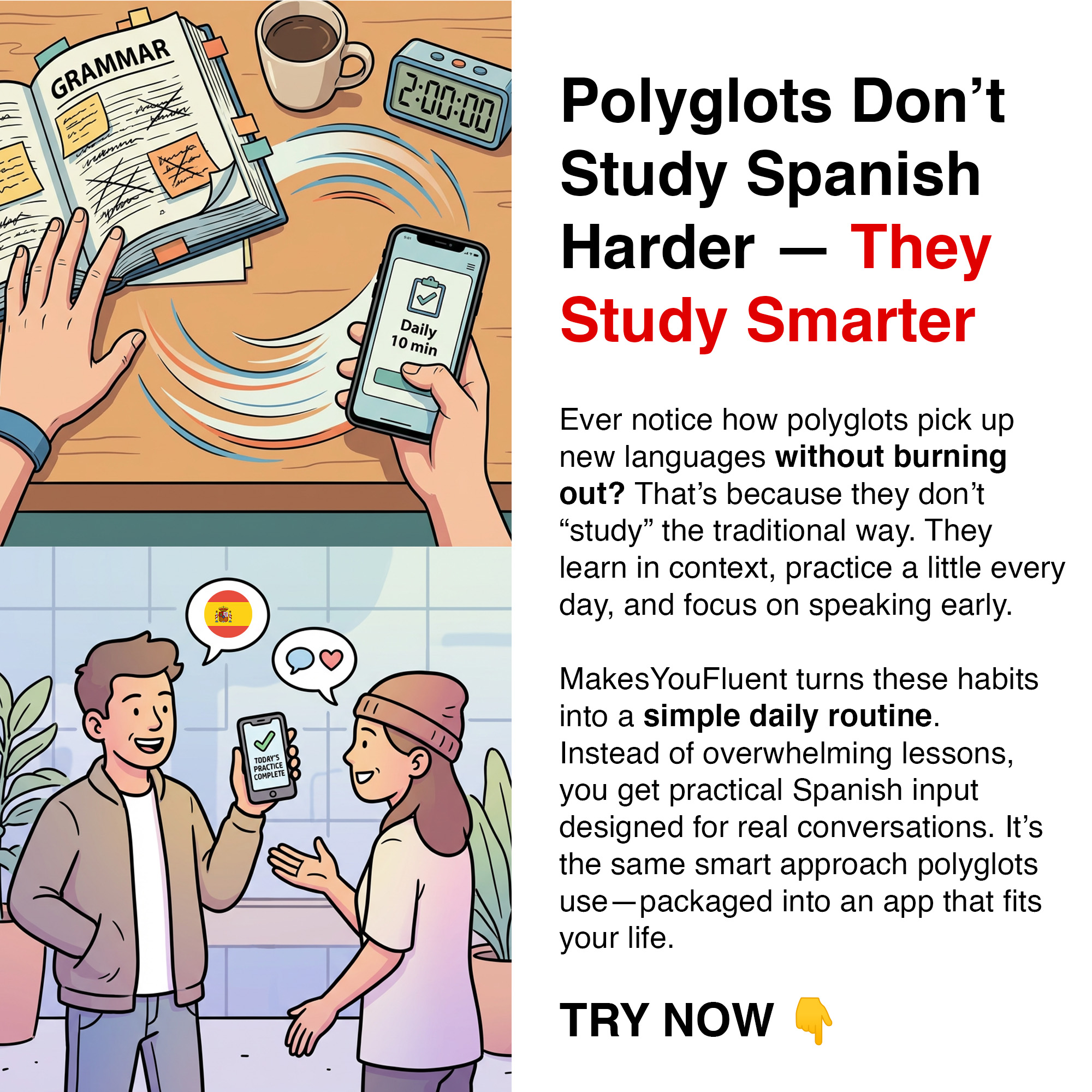 MakesYouFluent Facebook ad
