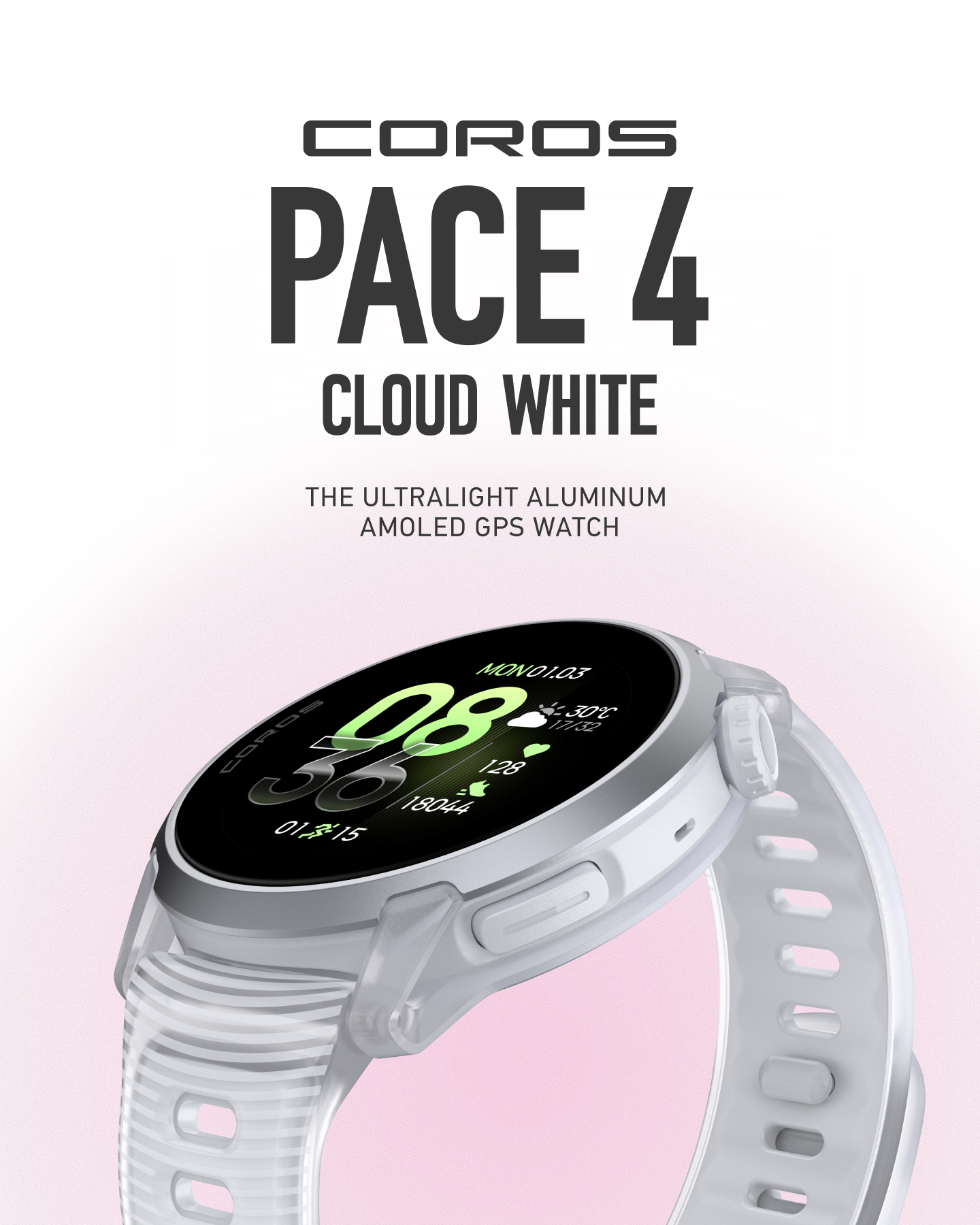 COROS Facebook ad: PACE 4 Cloud White