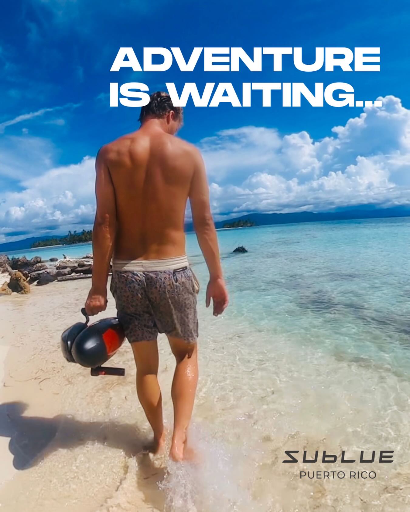 Sublue Puerto Rico Facebook ad: Adventure is waiting… All that’s left is to…