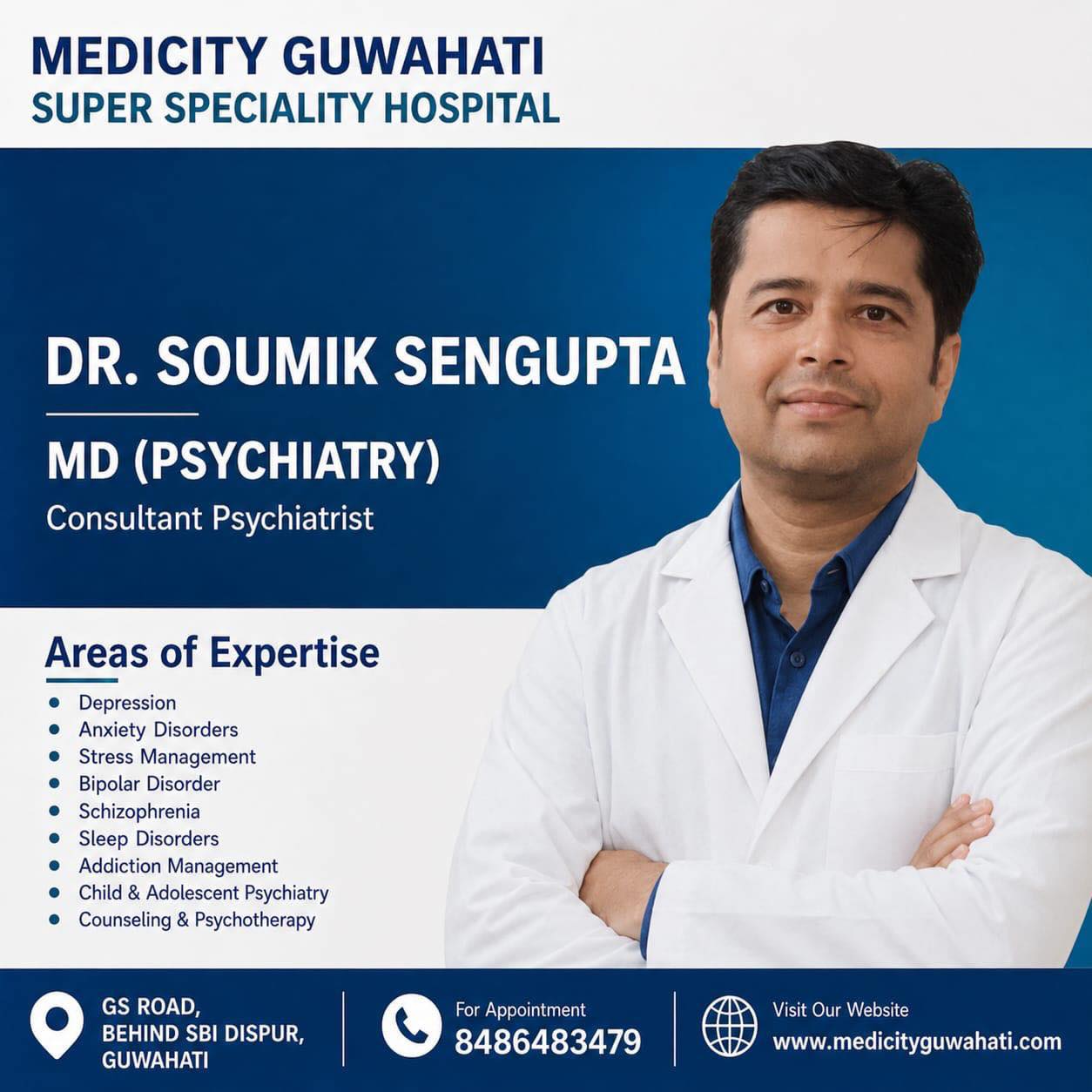 Medicity Guwahati Diagnostics Facebook ad: Your mental health matters.