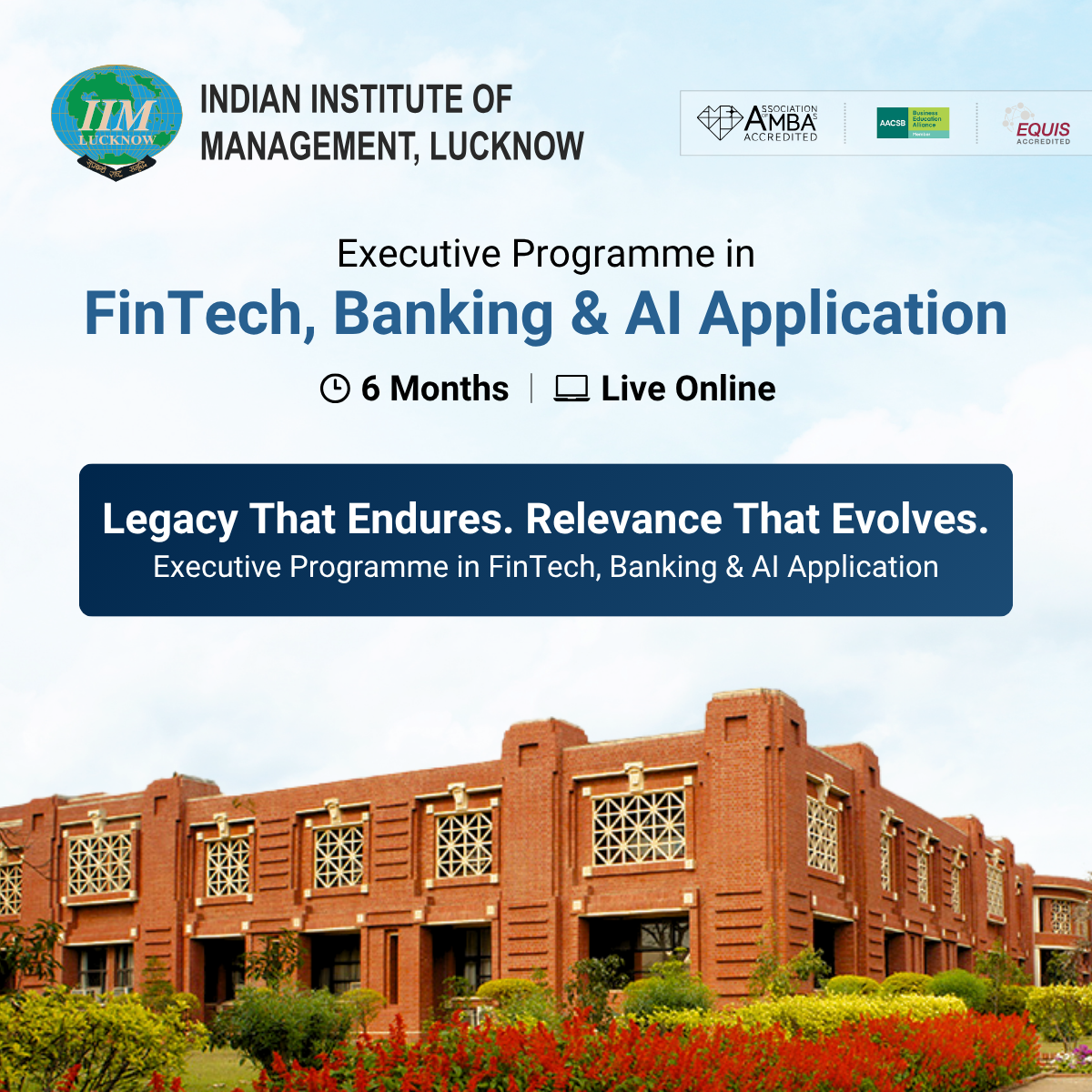 IIML Executive Programme in FinTech, Banking & AI Application Facebook ad from Aug 5, 2026