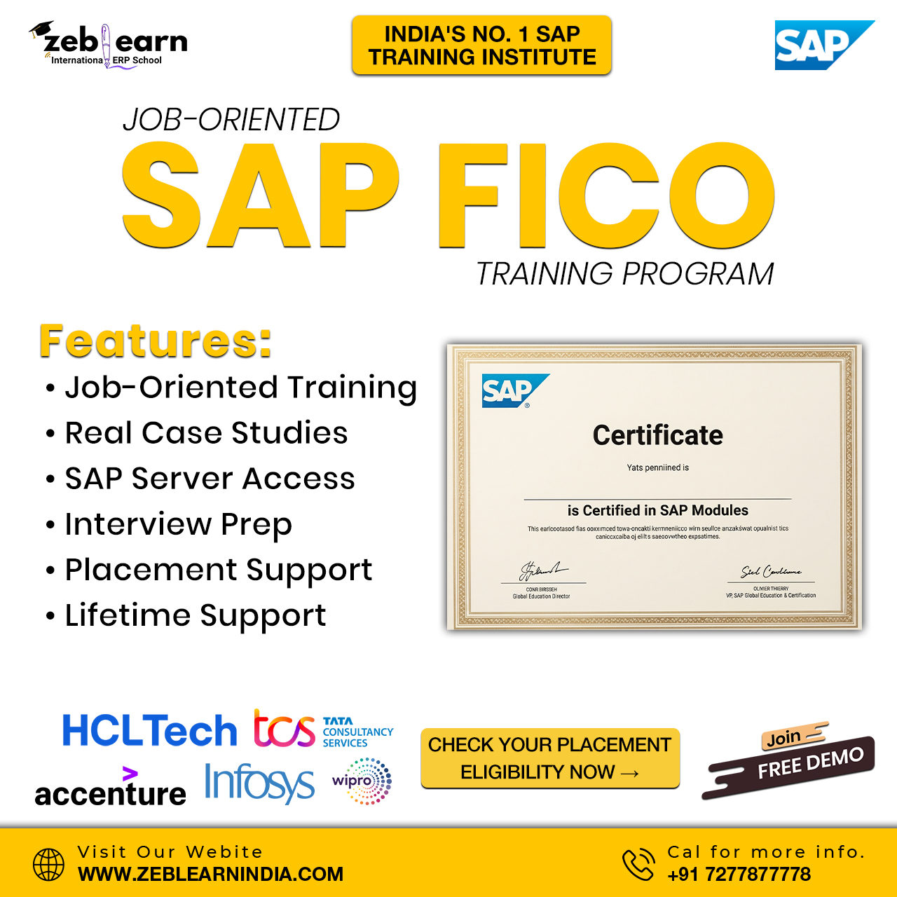 Zeblearn Facebook ad: Hurry! Admissions Closing Soon for SAP FICO