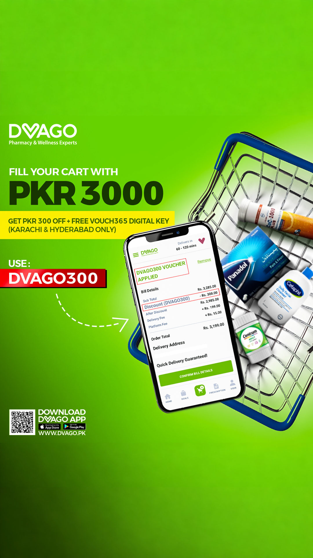 DVAGO Facebook ad: Use Code DVAGO300 | Spend PKR 3,000