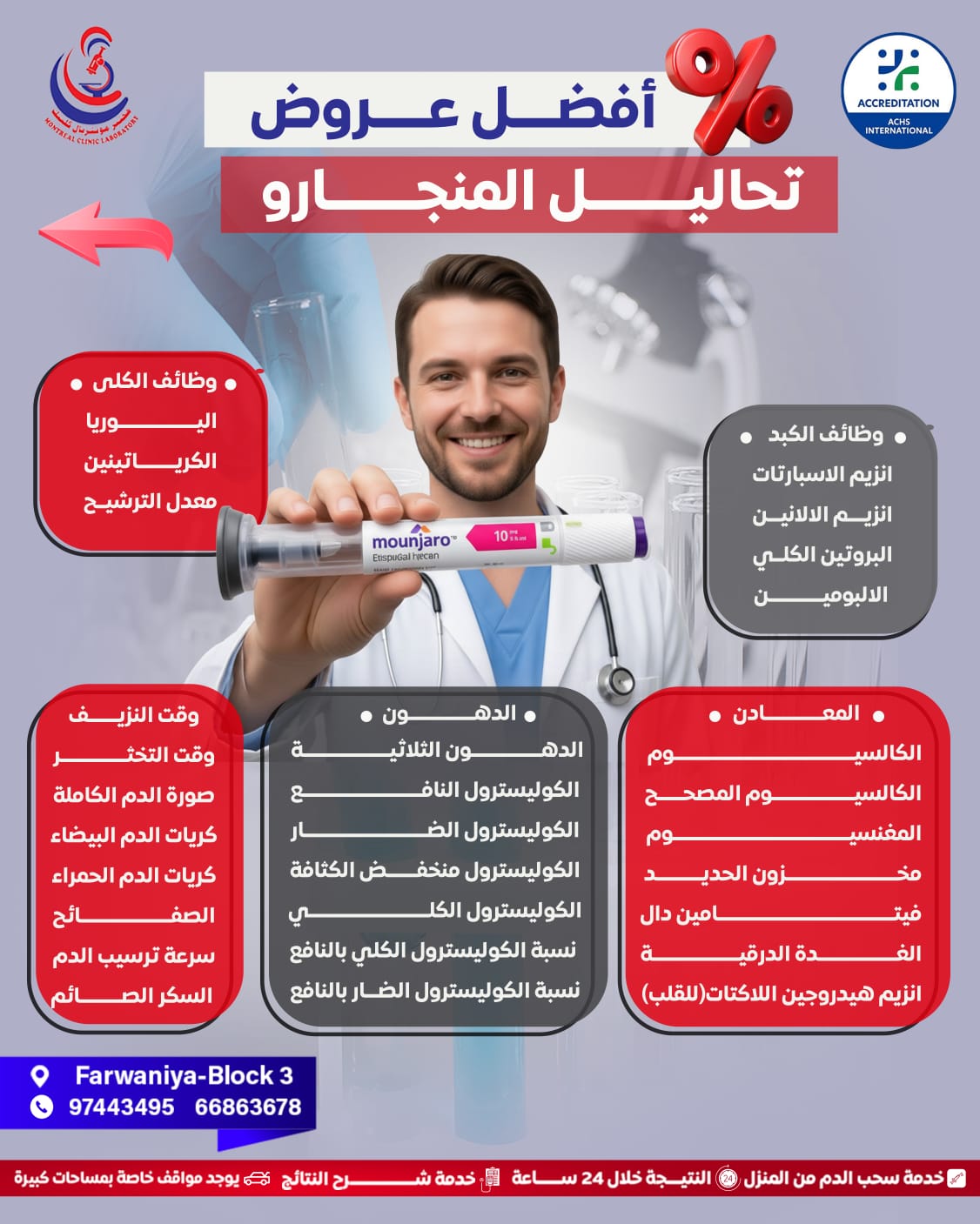 Montreal Clinic Lab Facebook ad: أفضل عروض تحاليل المنجارو… لا تطوفك الفرصة!