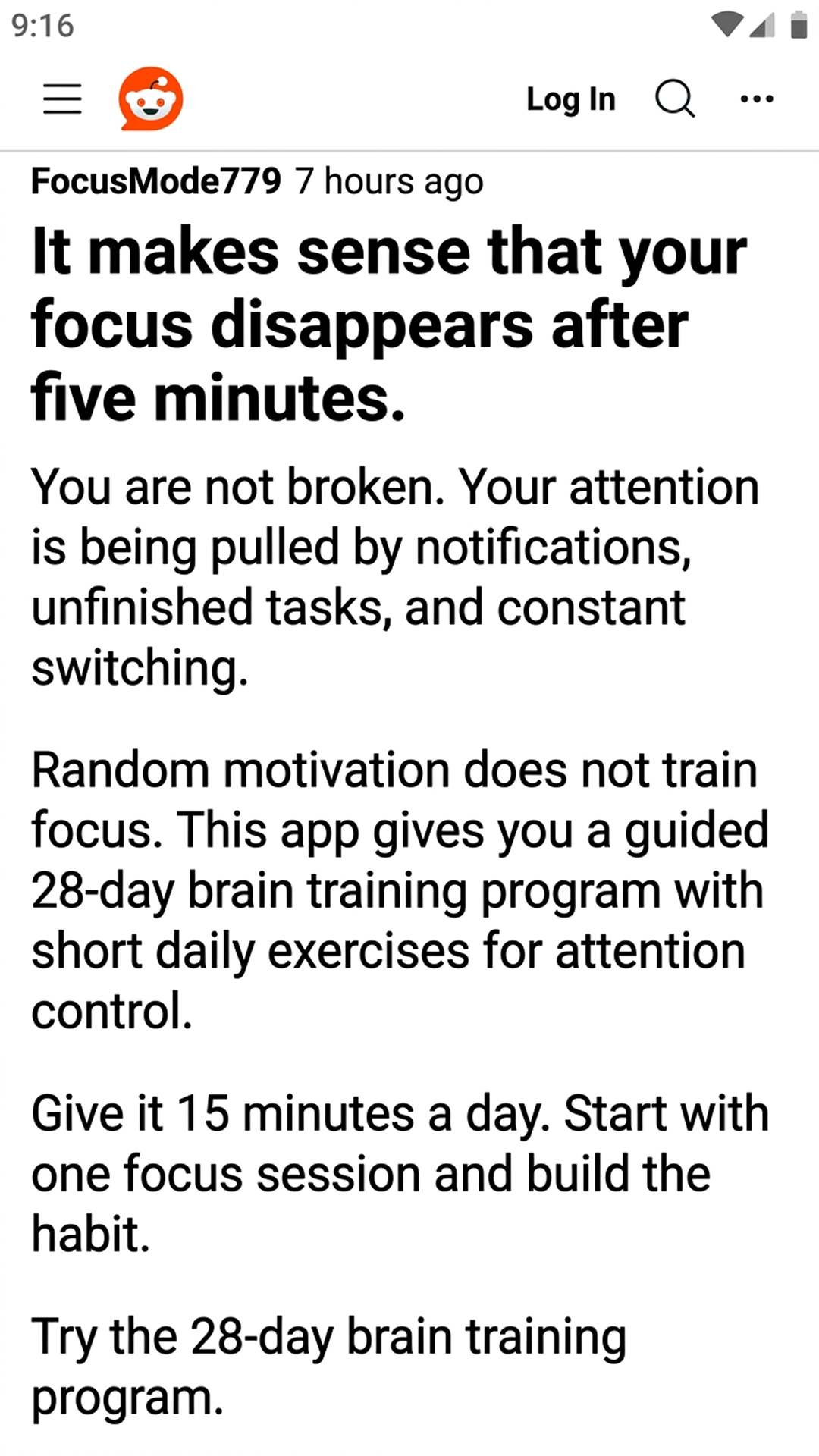 Impulse: Brain Training & Self-Discovery Facebook ad
