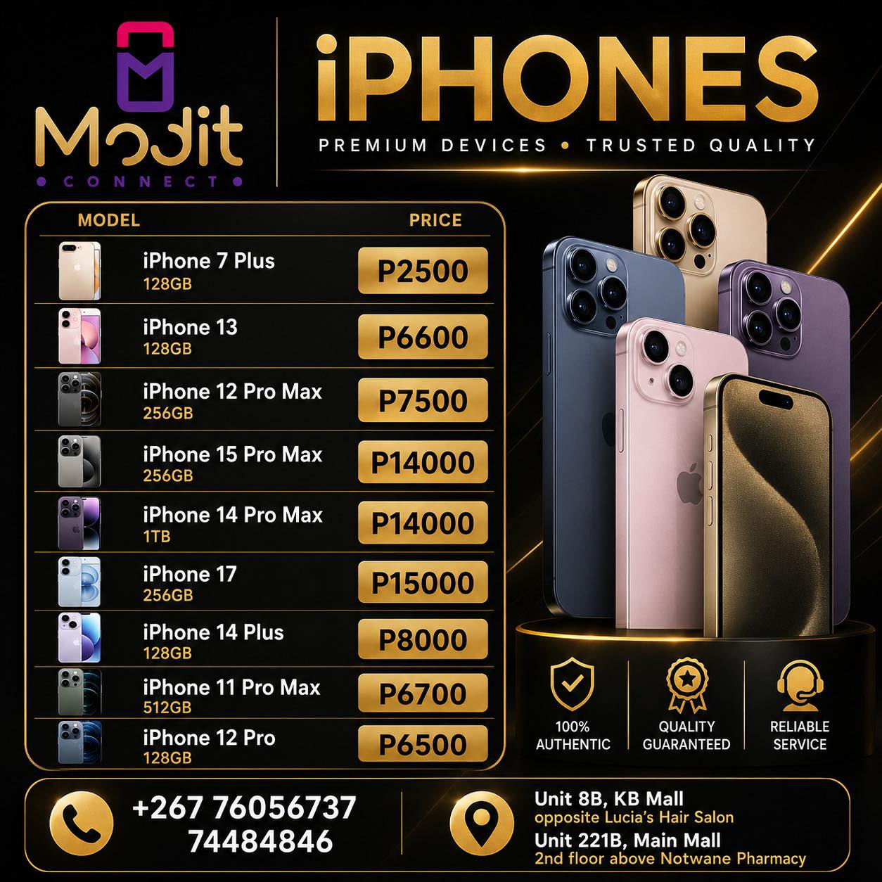 Modit Connect Facebook ad: Readily available iPhones on sale
