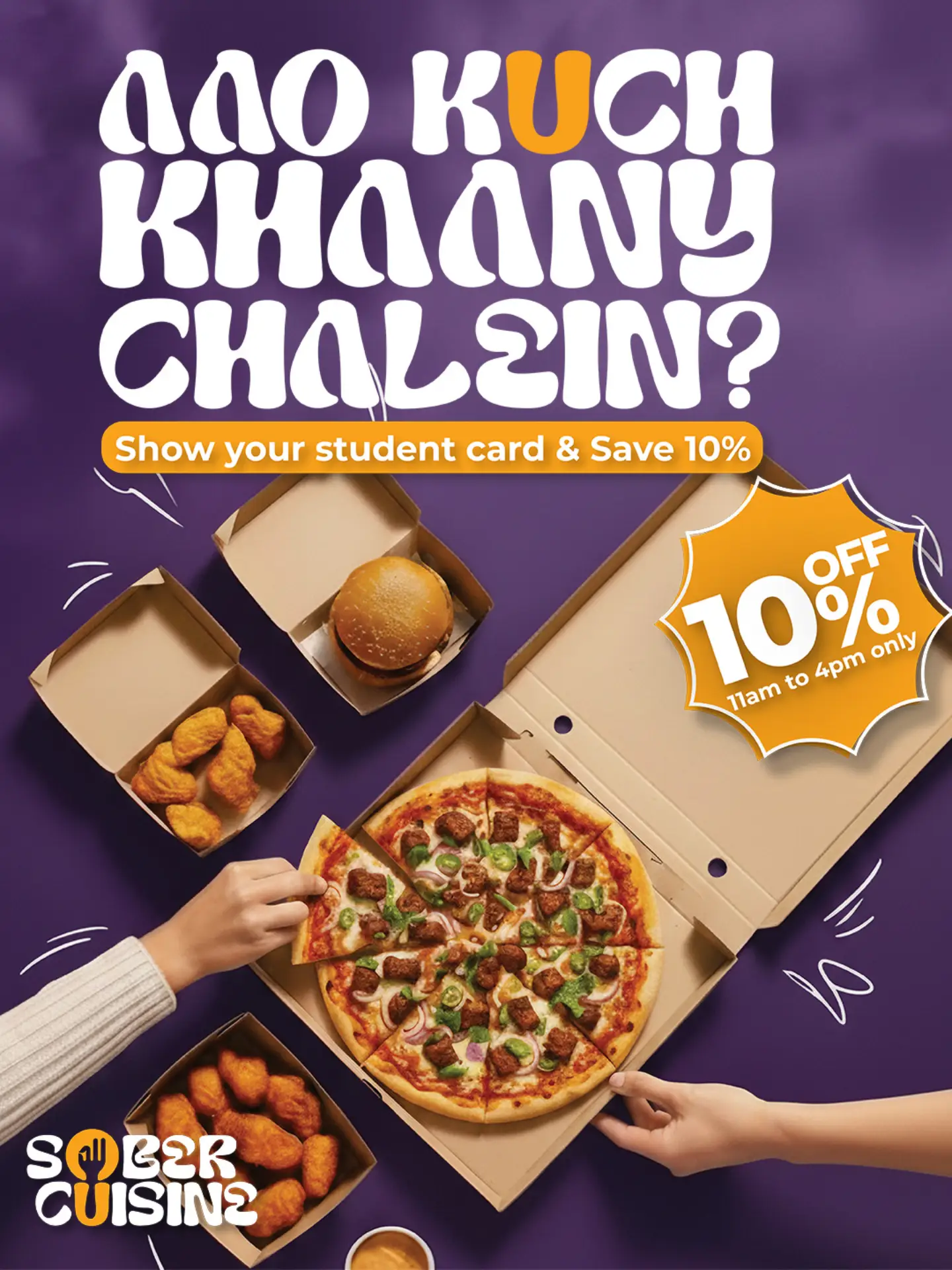 Sober Cuisine Facebook ad: Don’t think twice, just bring your student card…