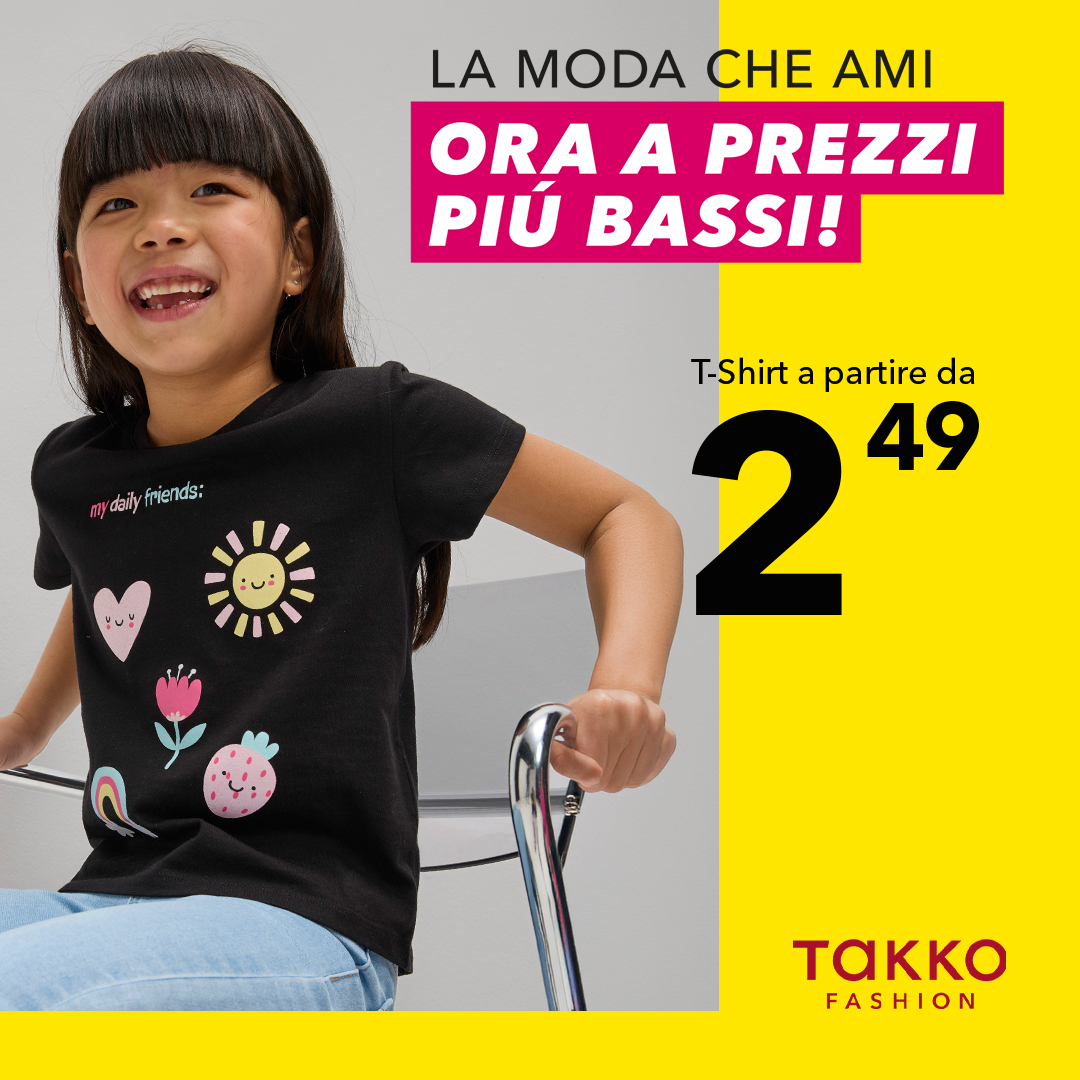 Takko Fashion Facebook ad: T-Shirt bambino da 2,49 €