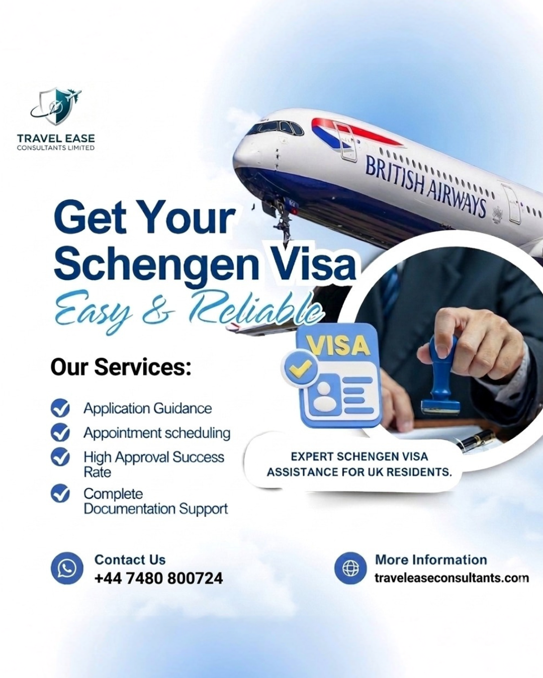 Travel Ease Consultants Limited Facebook ad: Schengen Visa for UK Residents, Approved Fast & Stress-Free!