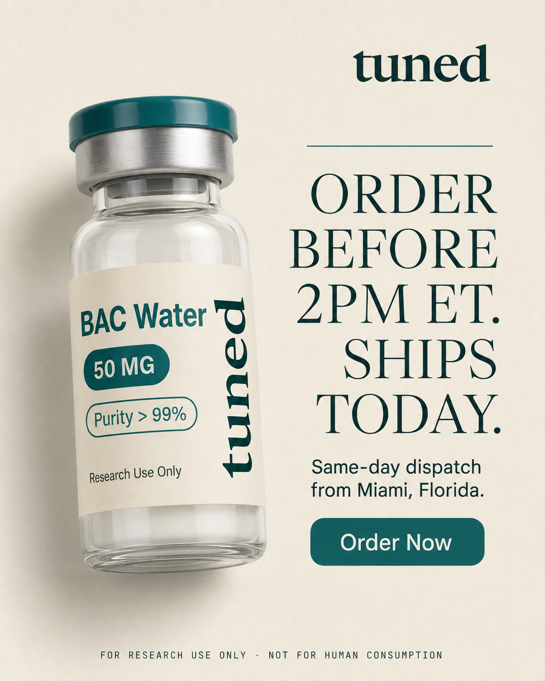 Tuned Research Facebook ad: Every Compound. One Standard.
