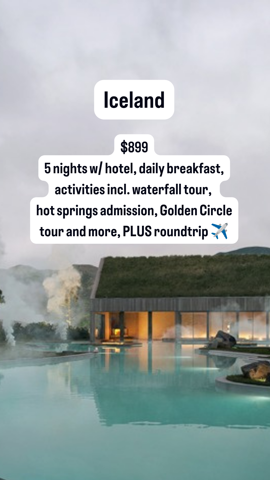 Travelzoo Facebook ad: Iceland escape, all planned, $899