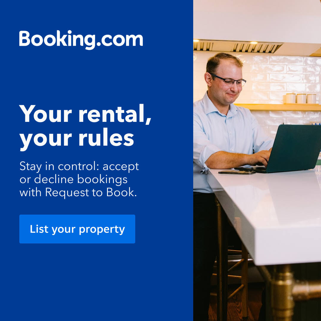 Booking.com Facebook ad: Choose how you want to get bookings