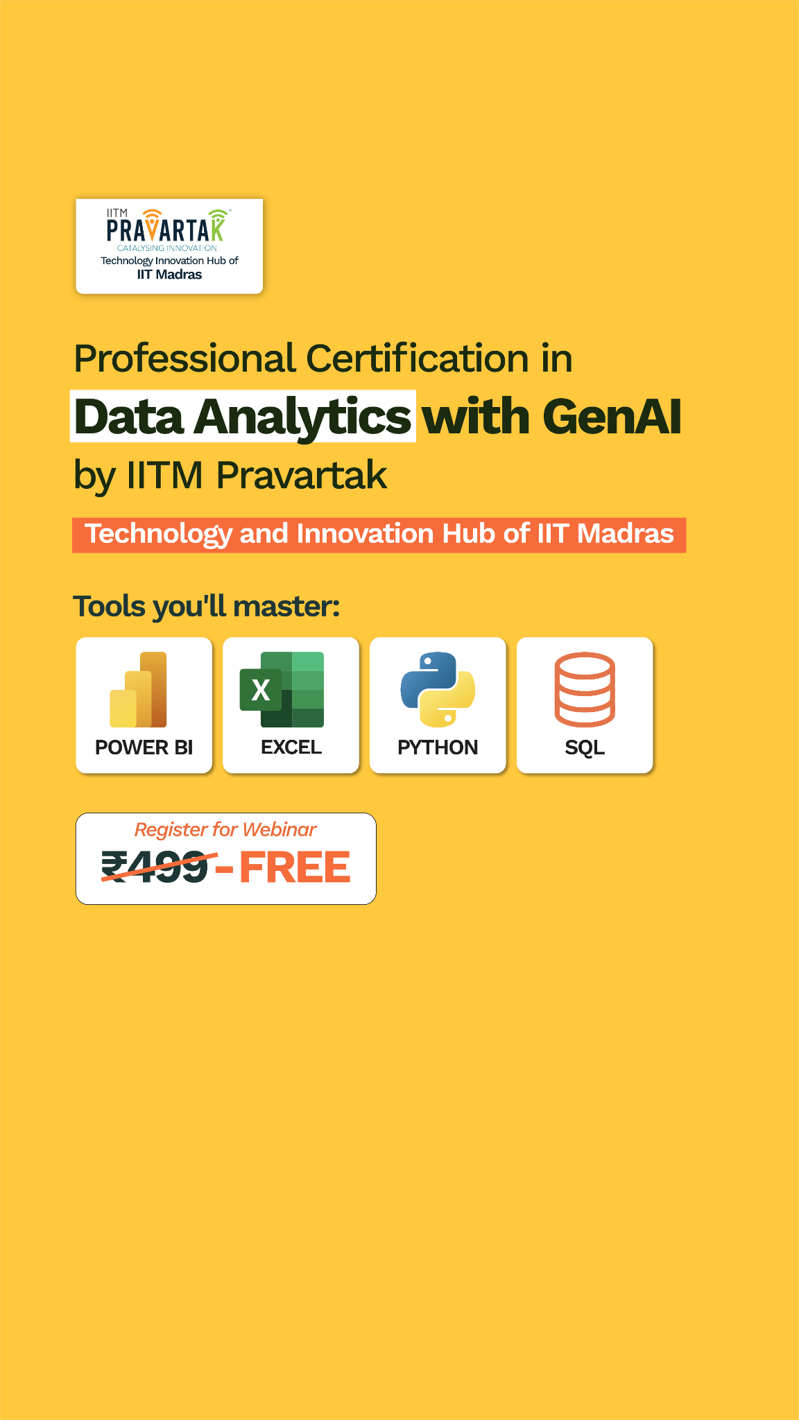 IITM Pravartak - Online Certificate Programs with Coding Ninjas Facebook ad