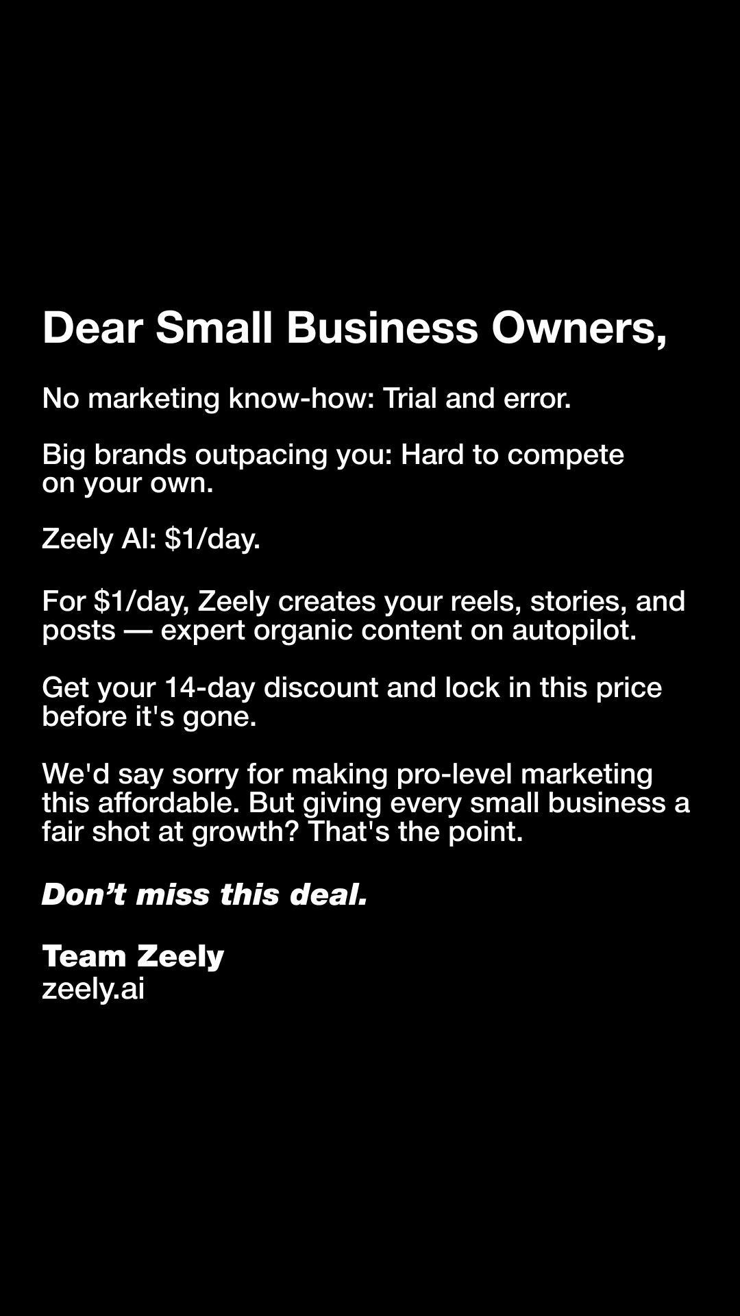 Zeely Facebook ad
