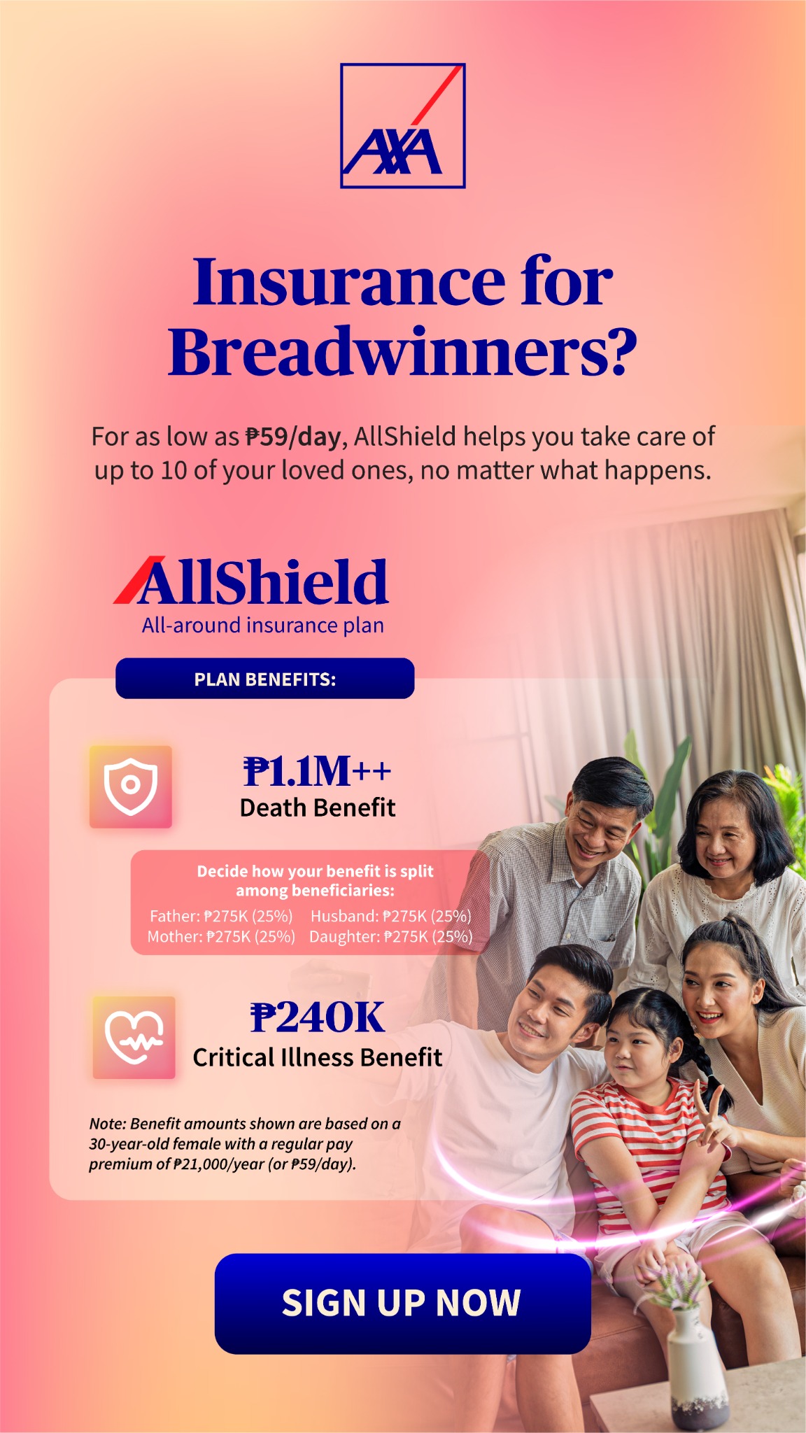 AXA Philippines Facebook ad: Insurance for Breadwinnners