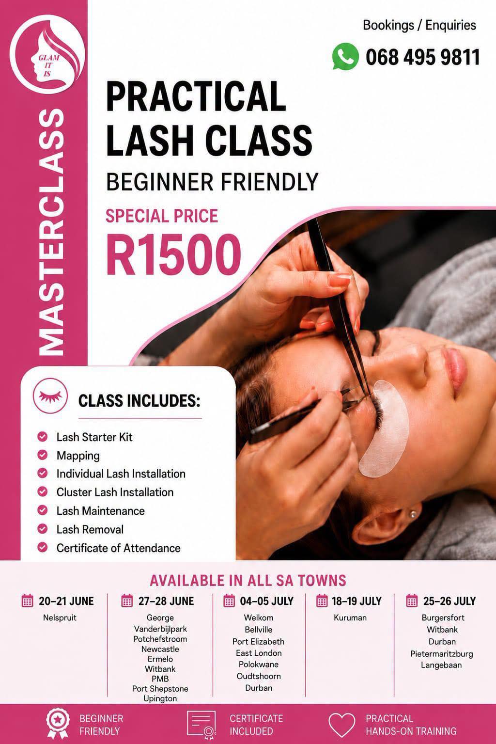 Glam It Is Facebook ad: 2026 Lash Training Schedule
