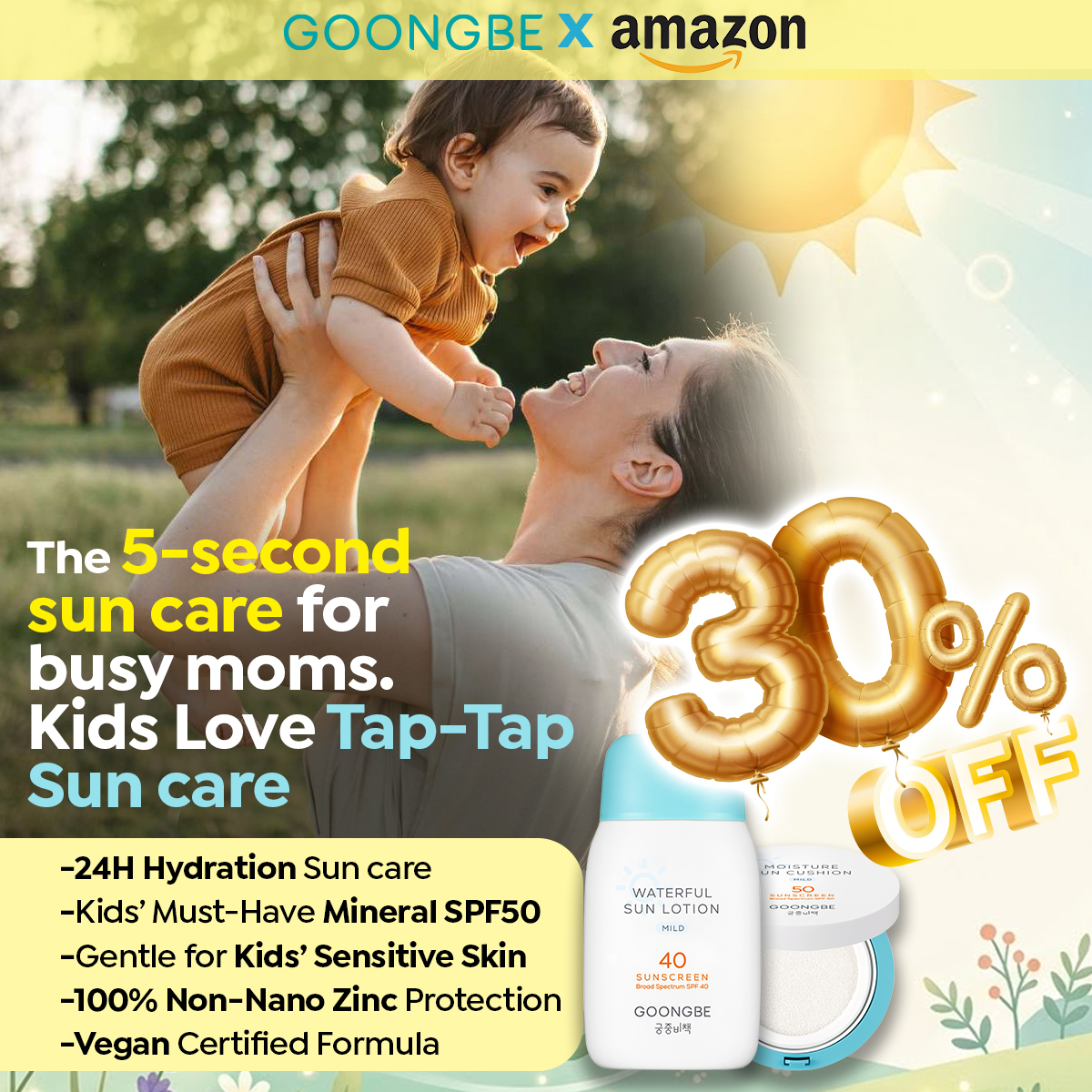 Goongbe Facebook ad: The 5-Seconds Sun Care for Busy Moms