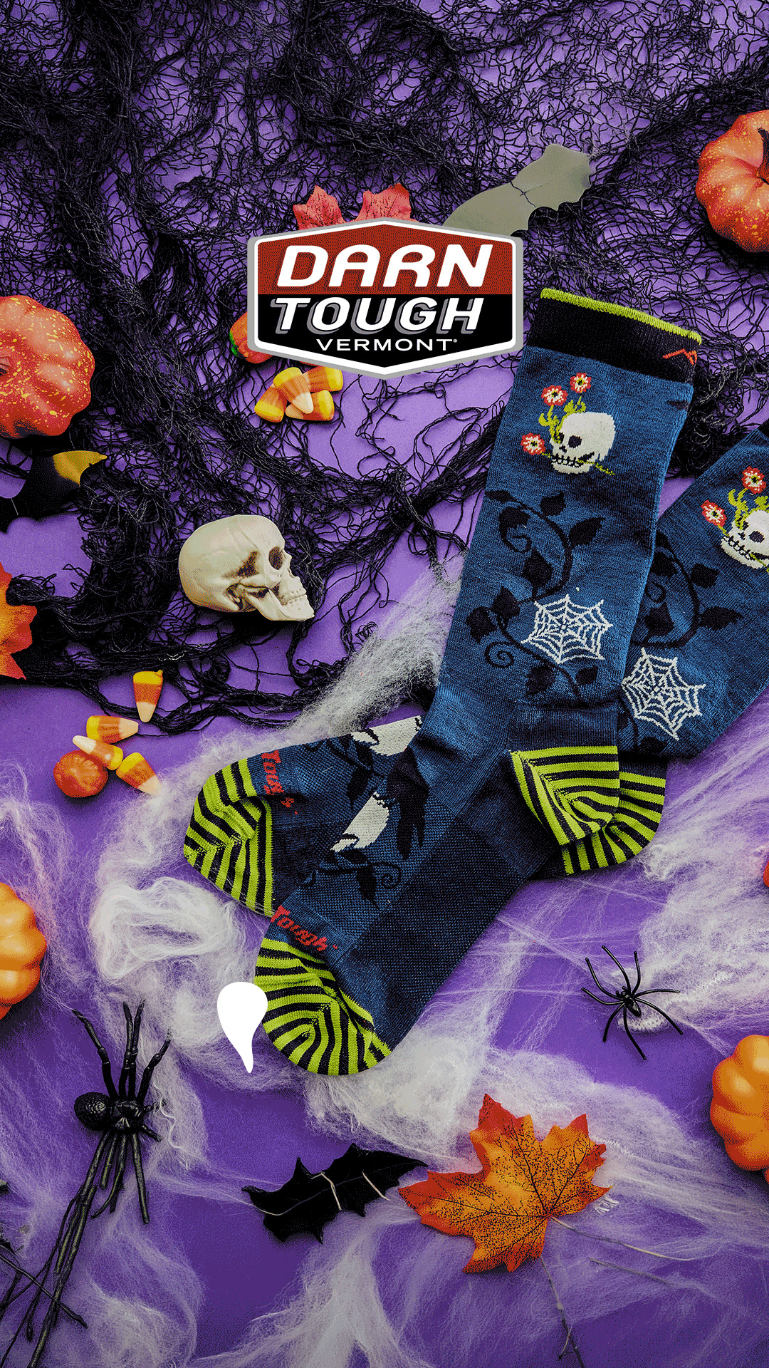 Darn Tough Vermont Socks Facebook ad: Spooky Scary Skeleton