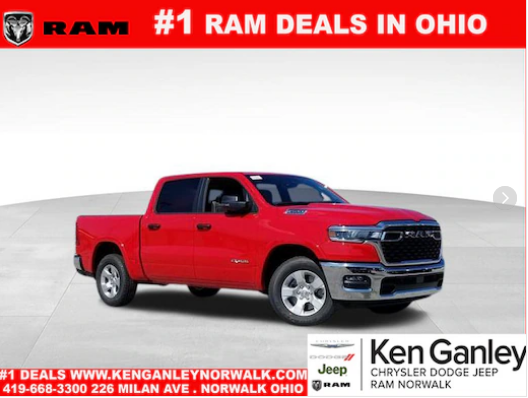 Ken Ganley Chrysler Dodge Jeep Ram Norwalk Facebook ad: $239/mo 2025 RAM Crew Cab Big Horn $2995/down