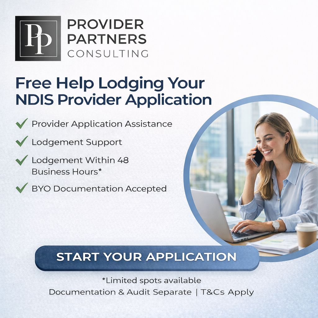 Provider Partners Consulting Facebook ad: Looking to Apply for NDIS Provider Registration?