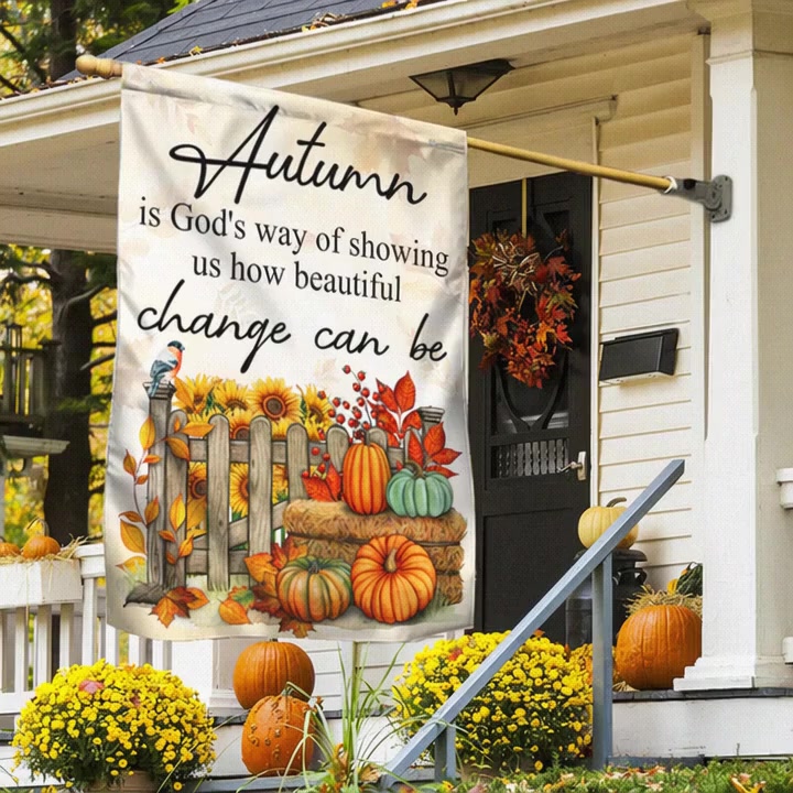 Unique Flags Facebook ad: Autumn Fall Flag, Celebrate the Beauty of Change!