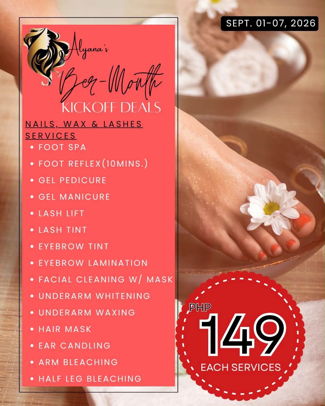 Alyana’s Shantina Bouture Salon and Spa Facebook ad: BER-MONTH KICK OFF DEALS!