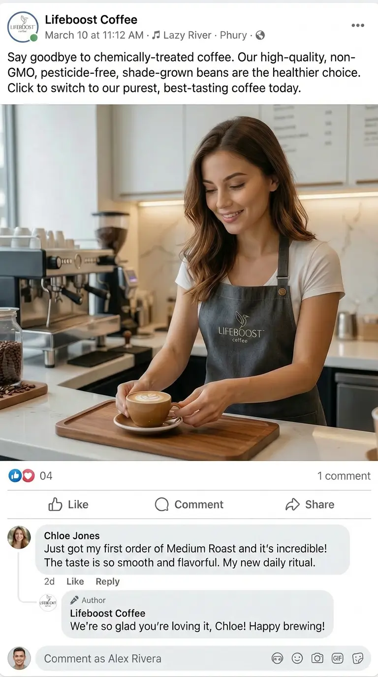 Lifeboost Coffee Facebook ad