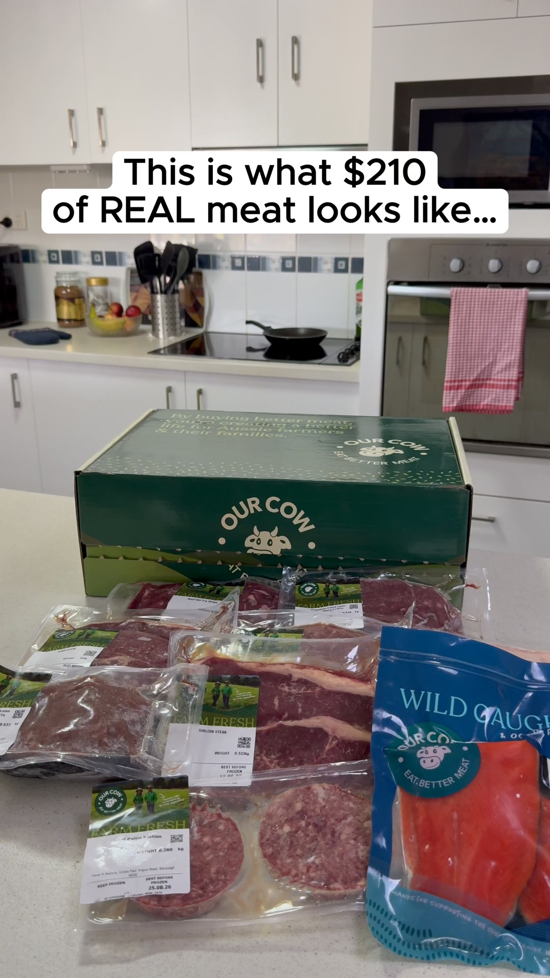 Our Cow Facebook ad: $210 of premium meat - a price breakdown.