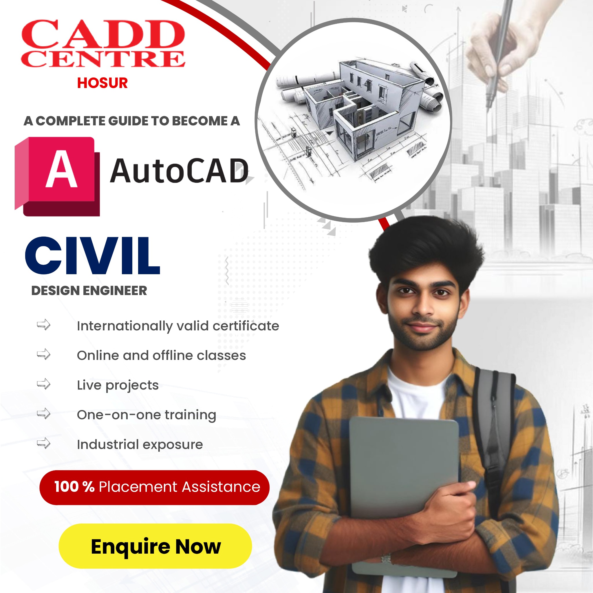 CADD Centre&live WIRE HOSUR Facebook ad: Civil Engineers, are you ready to master design…