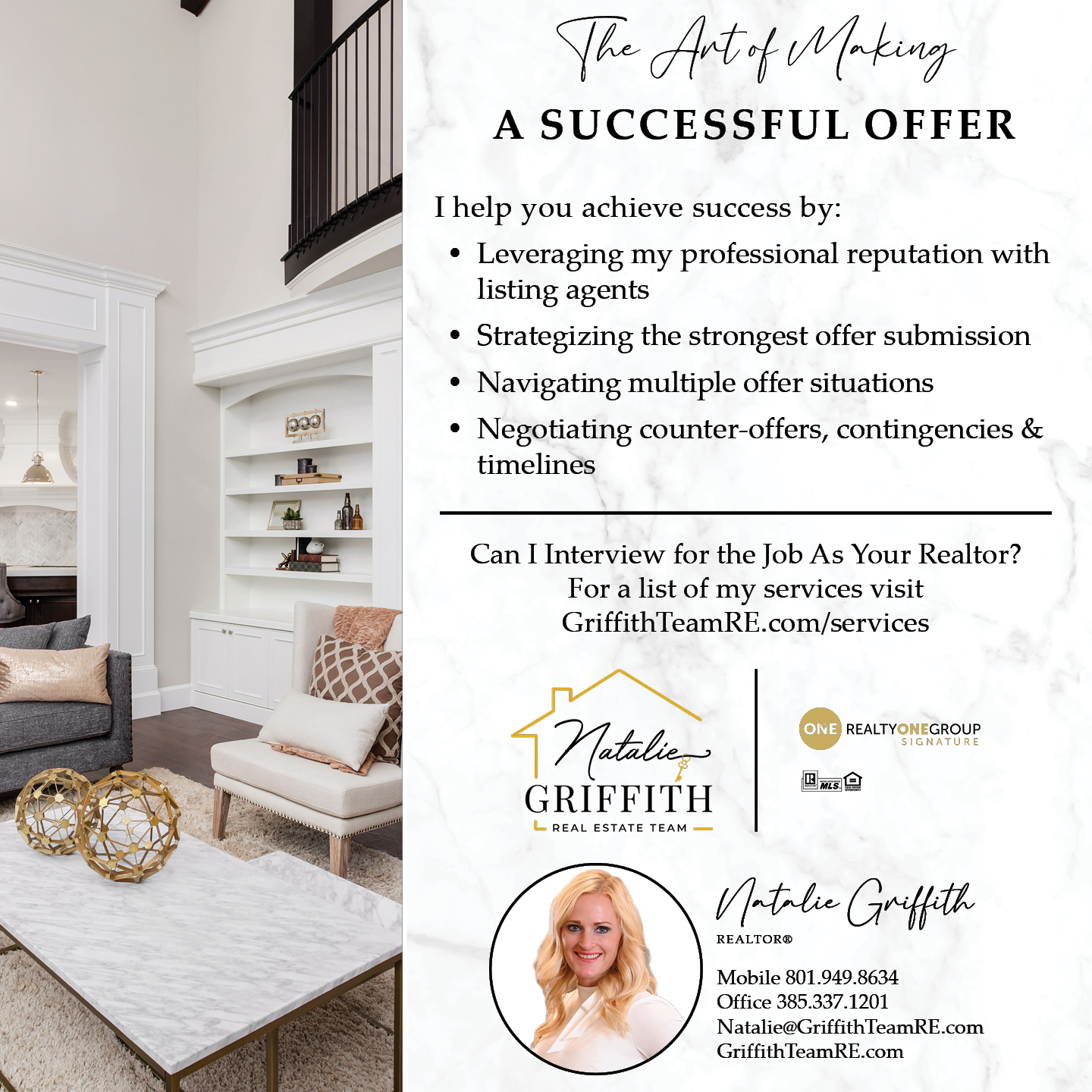 Griffith Team Real Estate Utah Facebook ad: Message or Call (801) 949-8634 | (385) 337-1201