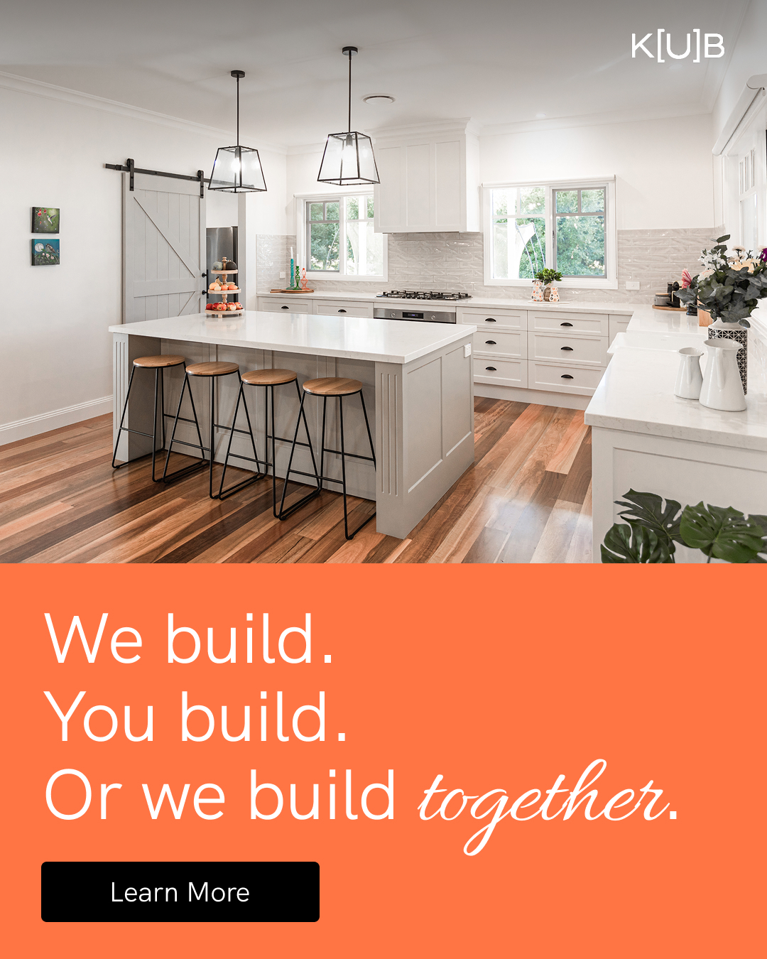 Kitchens U Build Facebook ad: Custom kitchens, built three ways.