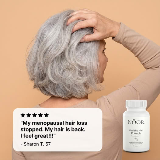 Noor Hair Blog Facebook ad: Thin Hair + Menopause? Read this.