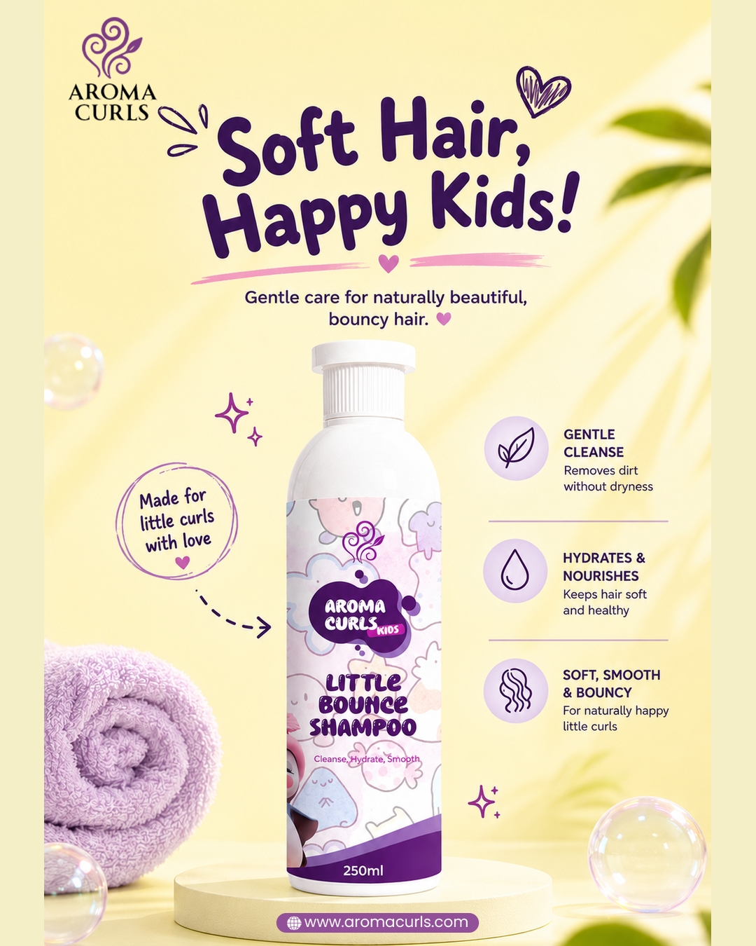 Aroma Curls Facebook ad: Kids Curly Hair Shampoo, Tear-Free & Sulfate-Free | Aroma…