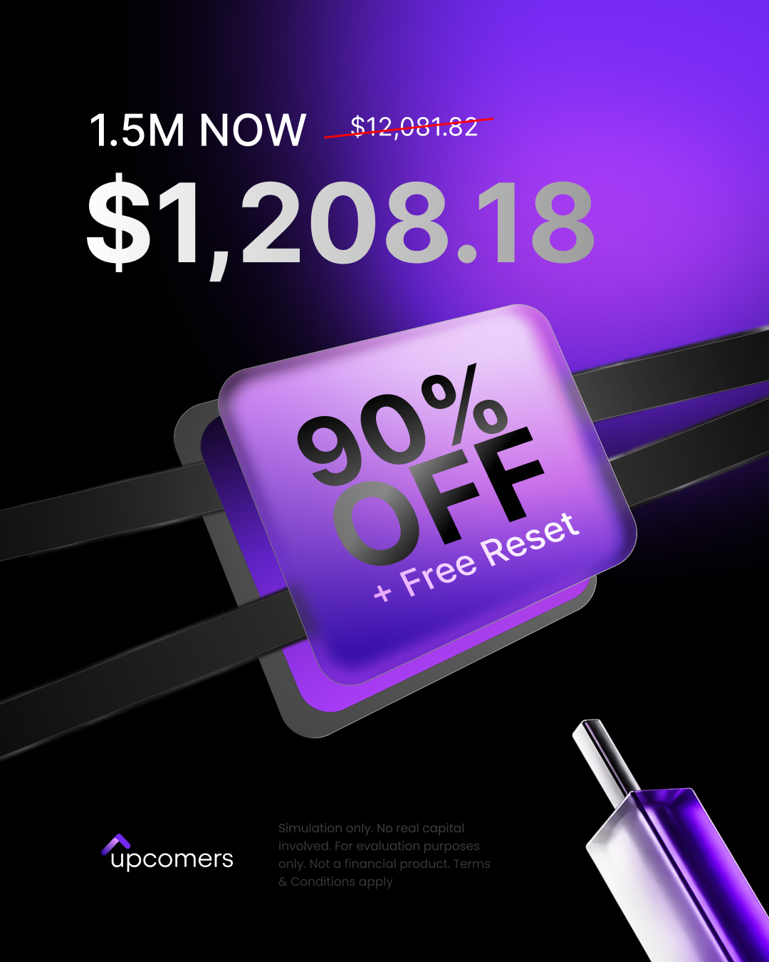 Upcomers.com Facebook ad: 90% OFF & 2 FREE