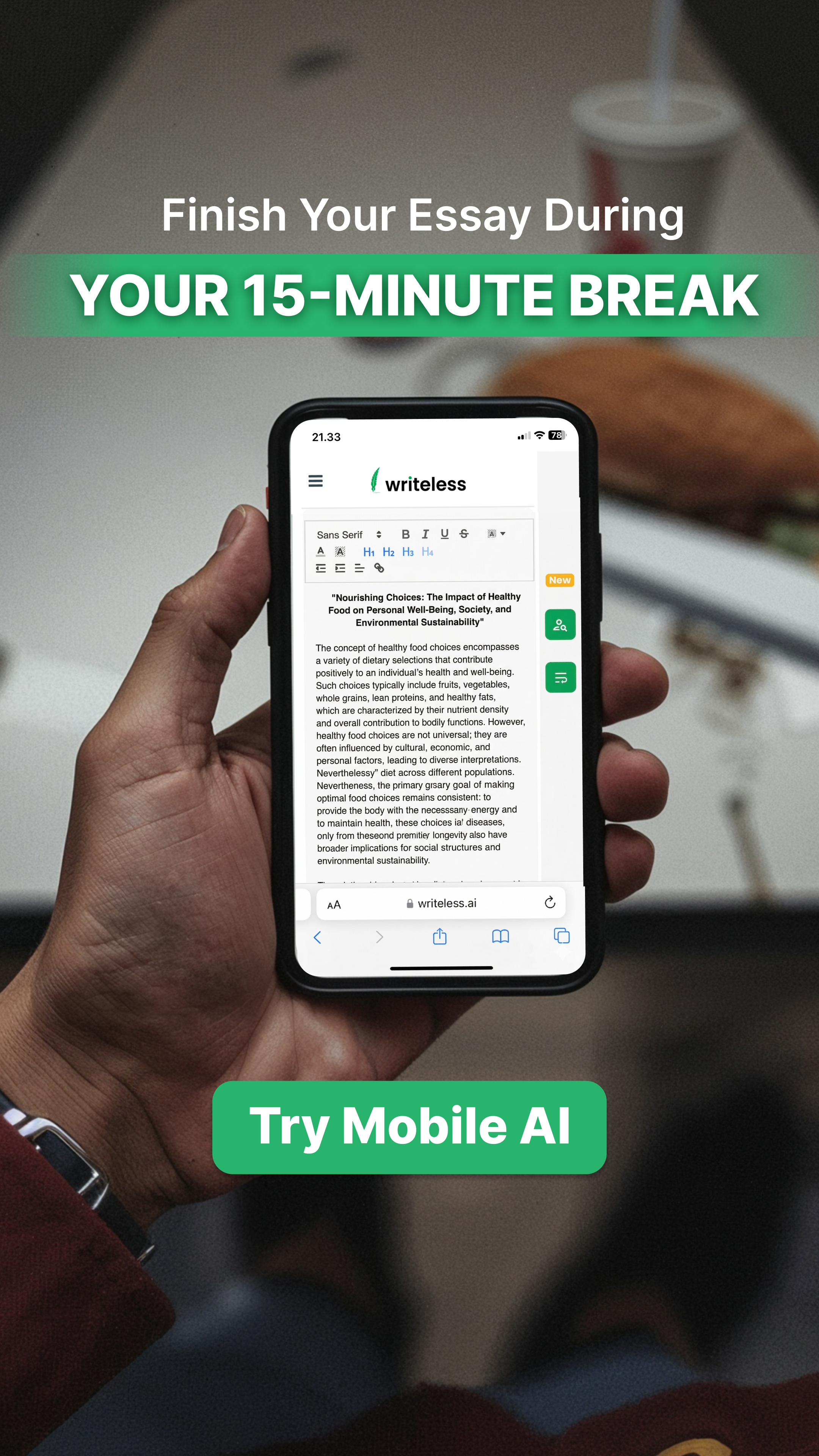 Writeless AI Facebook ad