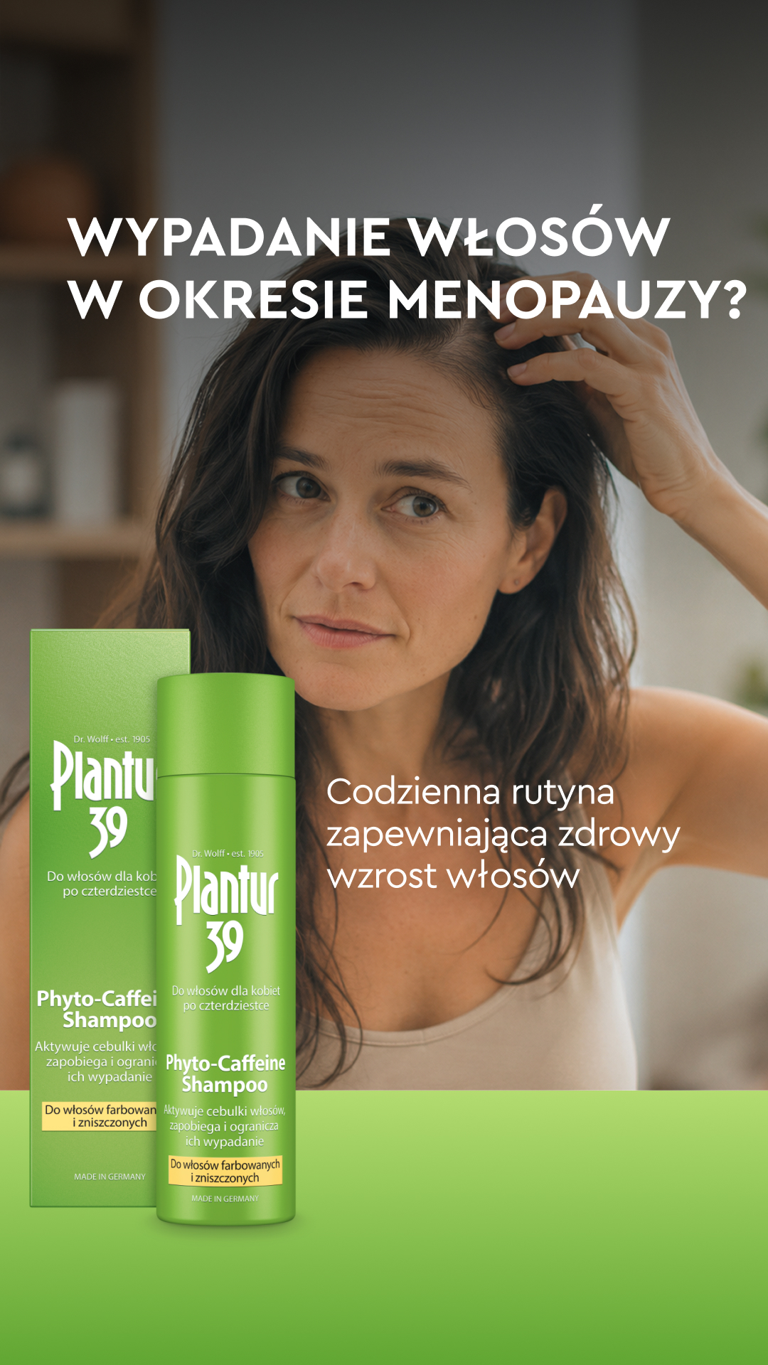 Plantur Facebook ad: Nie pozwól, aby menopauza odbiła się na Twoich włosach.