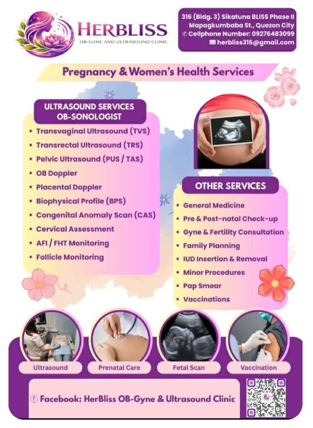 HerBliss Ob-Gyne & Ultrasound Clinic Facebook ad: Ladies, when was your last check-up?
