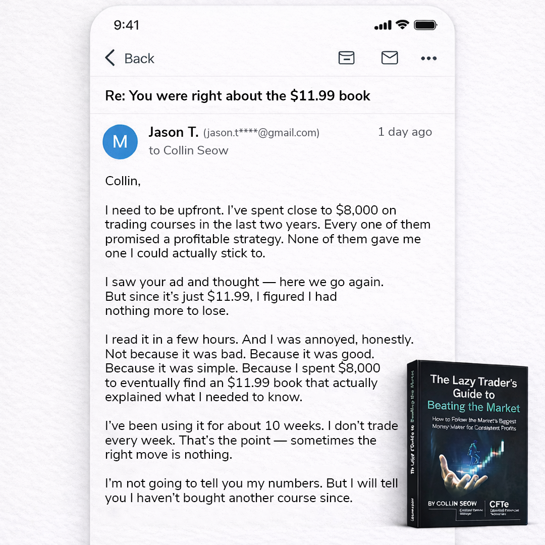 CollinSeow.com Facebook ad: He Rolled His Eyes At This $11.99 Trading Guide.