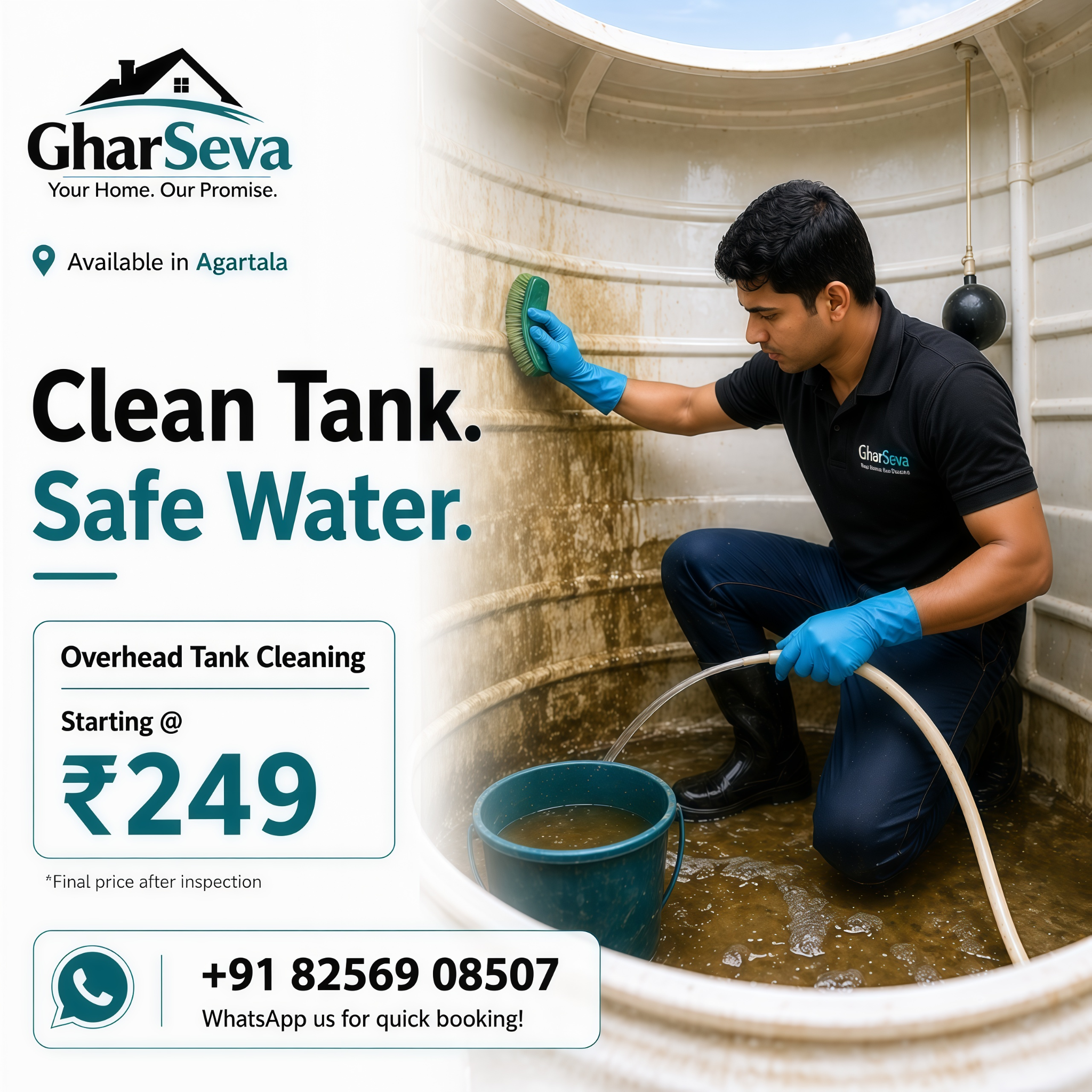 GharSeva Facebook ad: Water Tank Cleaning Starting @ ₹249