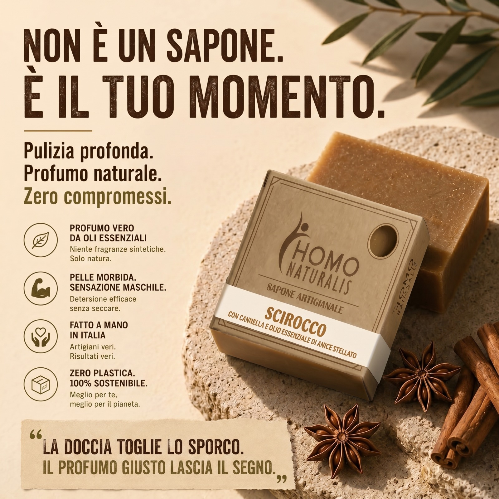 Homo Naturalis Facebook ad: Saponi uomo 100% naturali