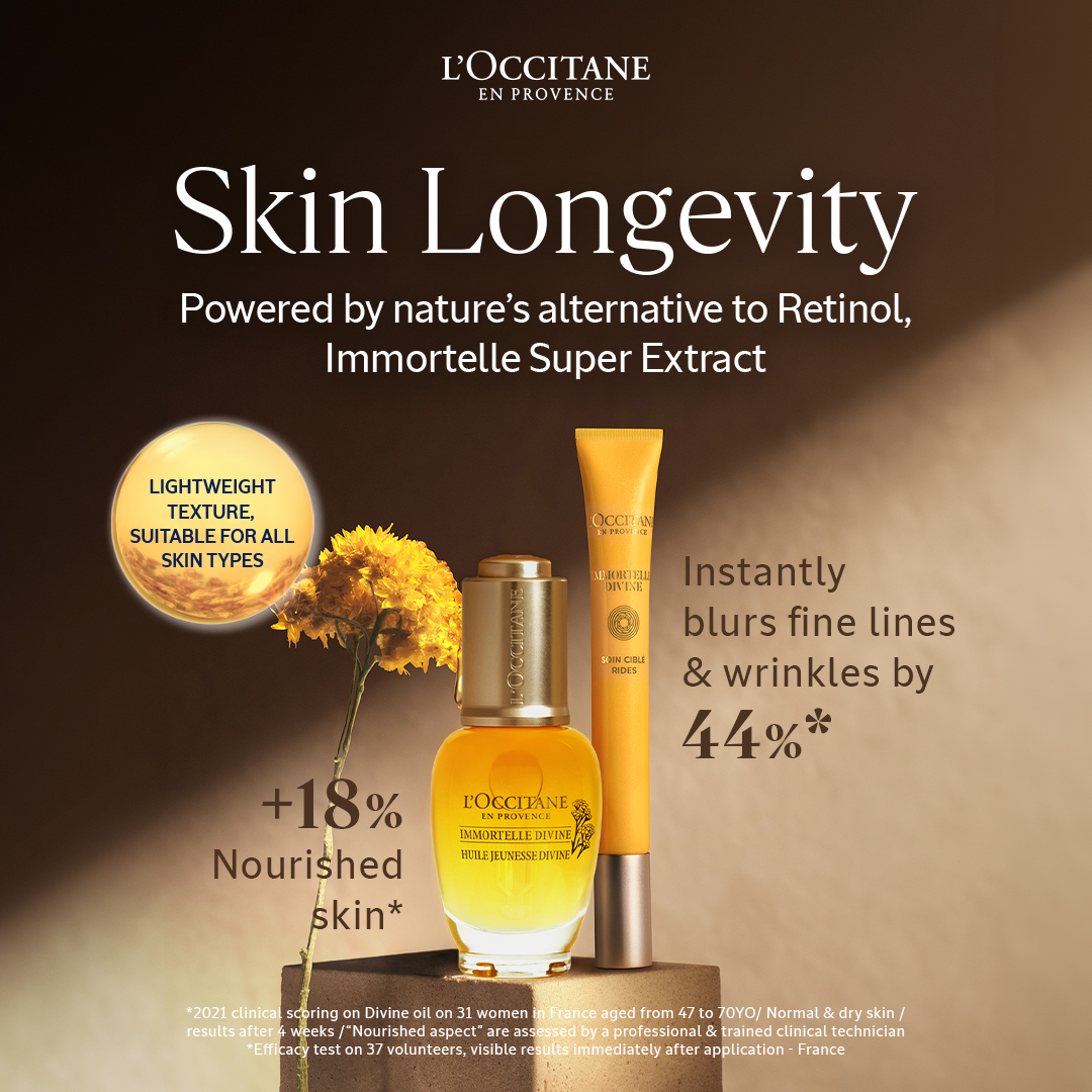 L'OCCITANE en Provence Facebook ad: Skin Longevity with Immortelle