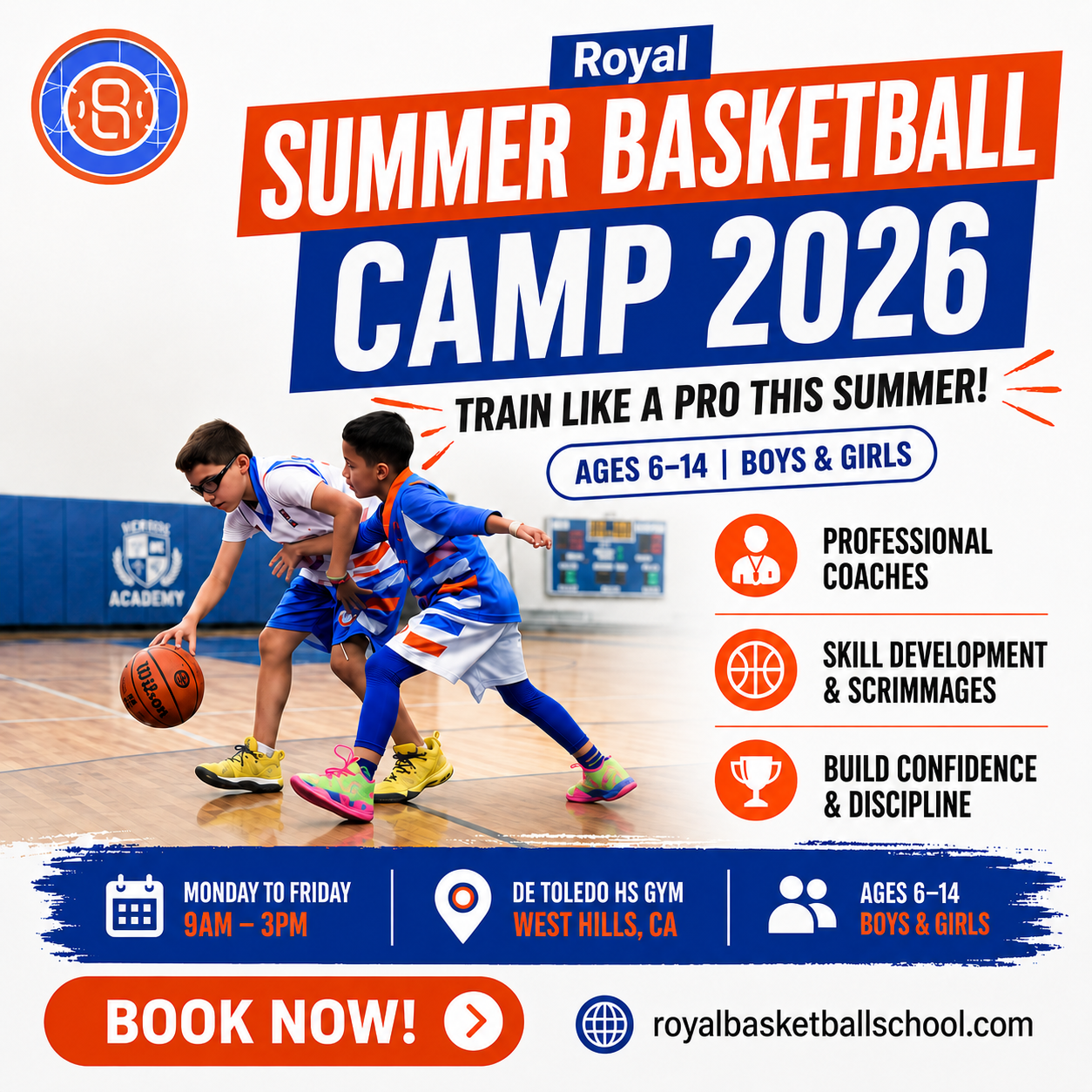 ROYAL BASKETBALL SCHOOL Facebook ad: Train like a PRO this summer