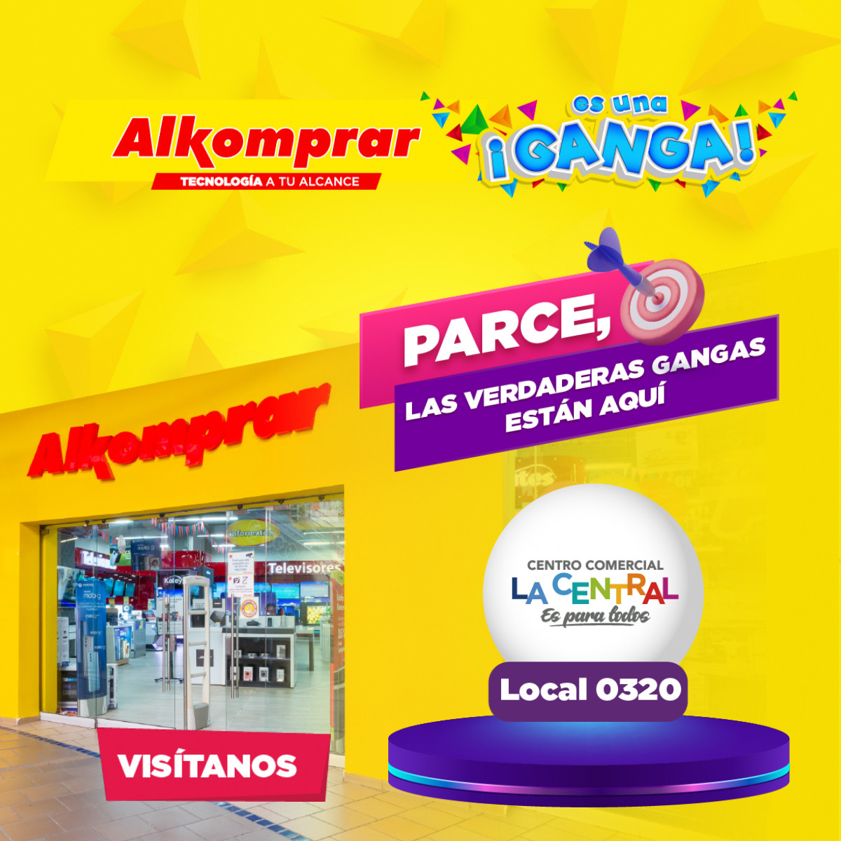 Alkomprar Facebook ad: Visítanos en el C.C. La Central