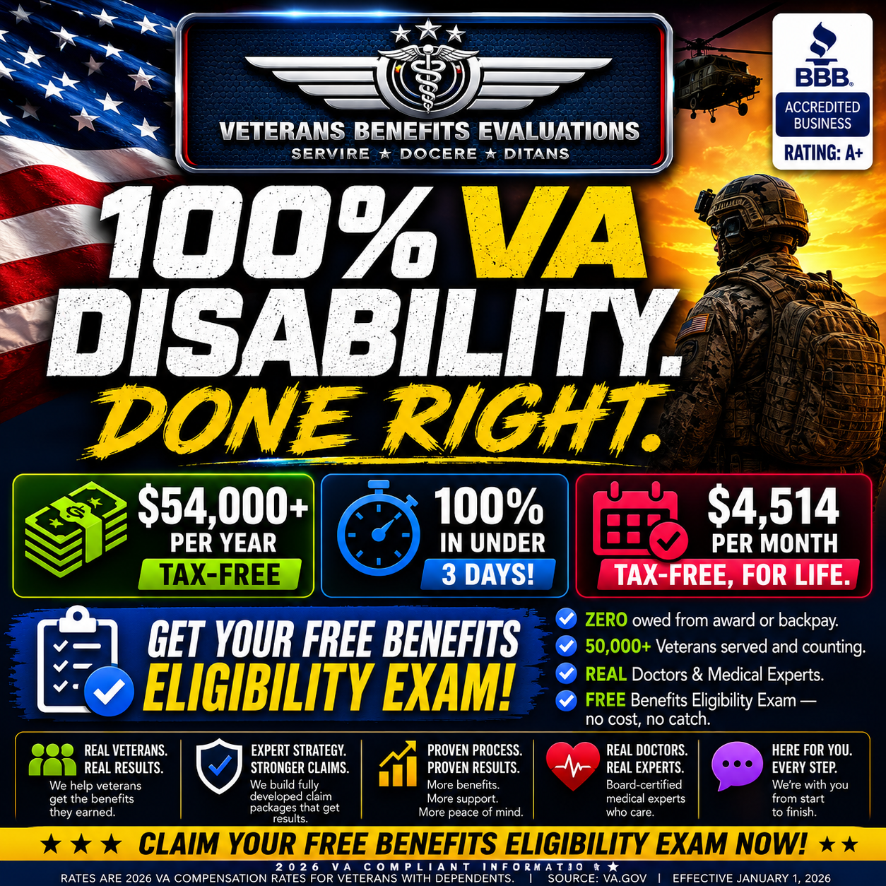 Veterans Benefits Evaluations Facebook ad