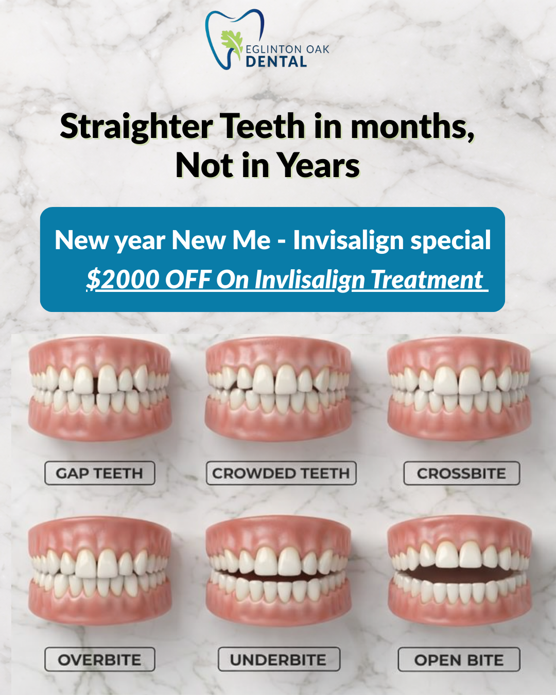 Eglinton Oak Dental Facebook ad: The Smile You Hide in Photos? Let’s Fix That.