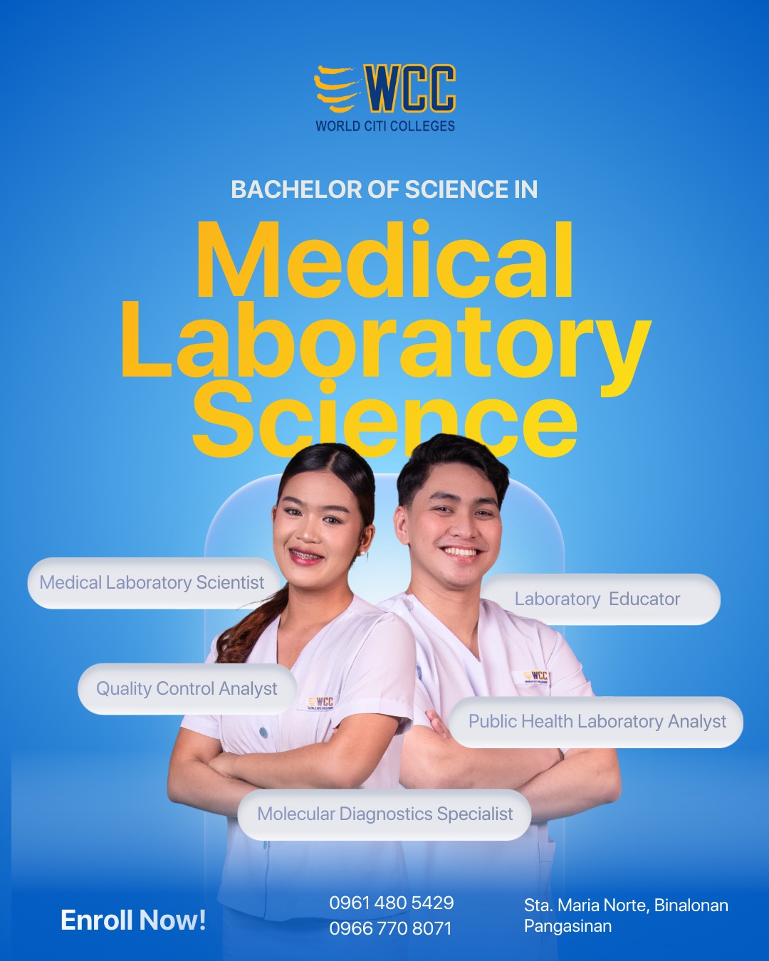 World Citi Colleges Binalonan Facebook ad: Choose a future that saves lives through science.