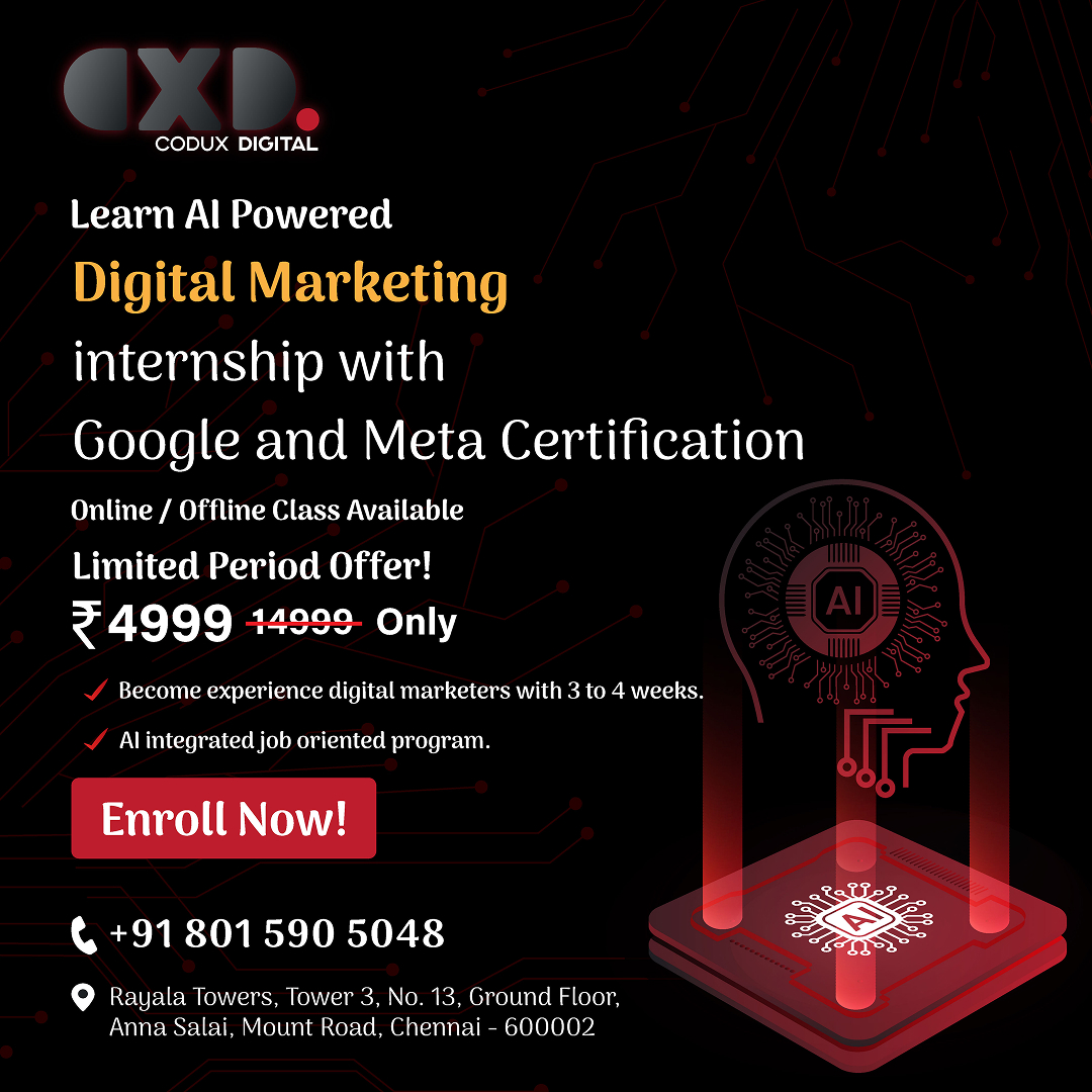 Codux Digital Facebook ad: Learn Digital Marketing with 1-to-1 Training