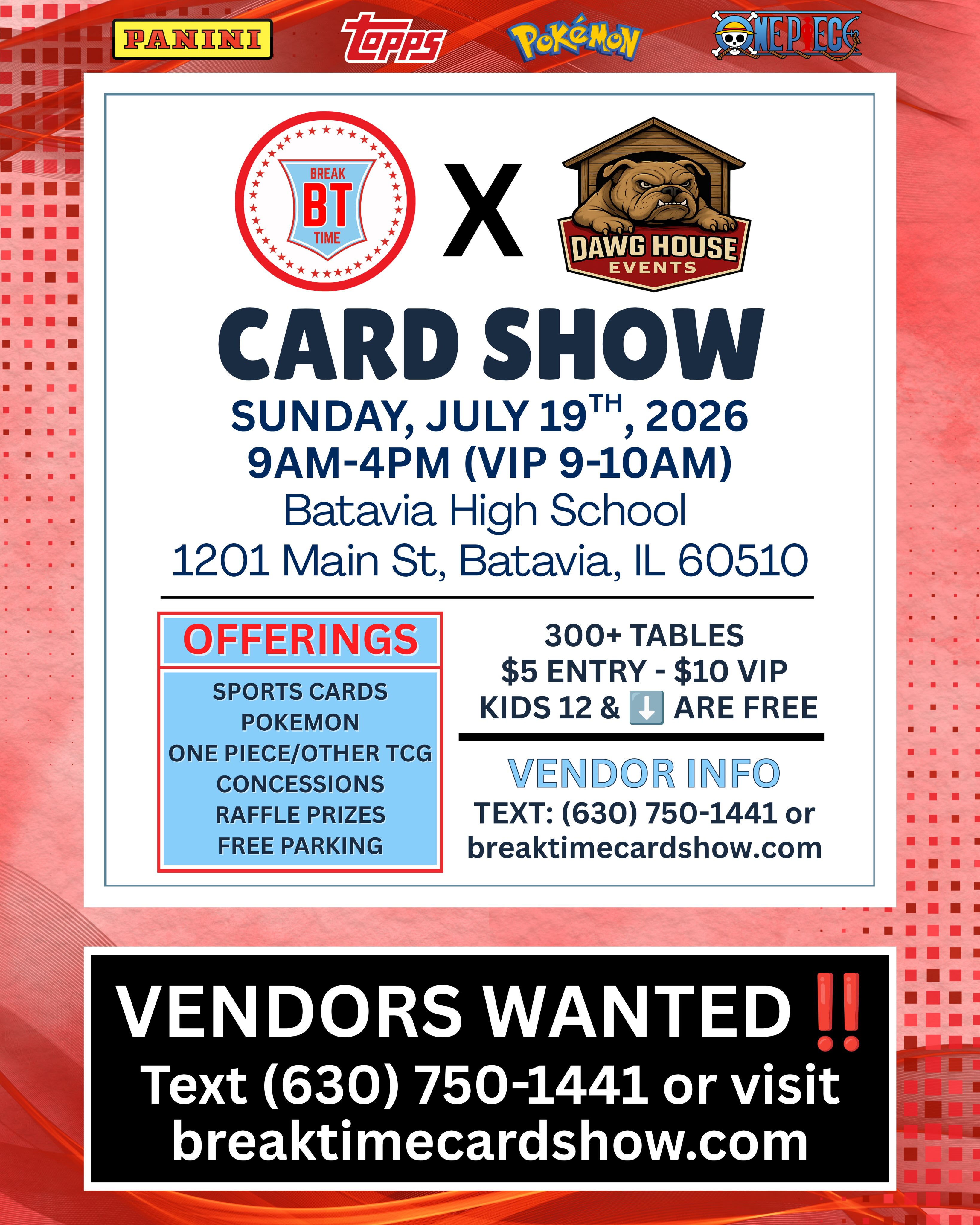 breaktimecardshow Facebook ad: VENDORS WANTED