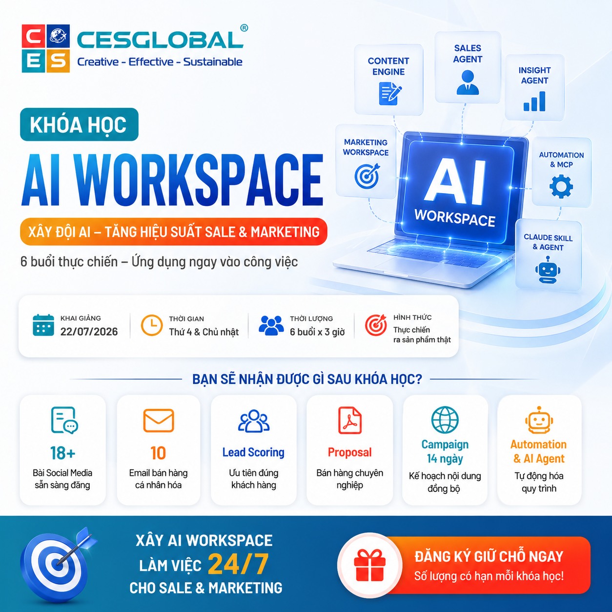 Cesglobal AI Facebook ad: Đây không phải khóa học dạy Prompt.